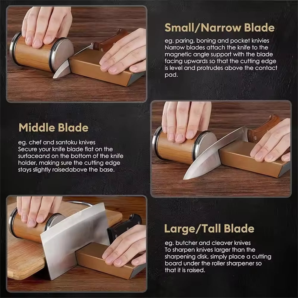 Akatsuki Tumbler Rolling Knife Sharpener Set Kit,15°/20°Magnetic Angle 400/1000 Diamond Sharpening Stone, for Kitchen Pocket Steel Knives with Finger Guard & Cut-Resistant Glove - Image 2
