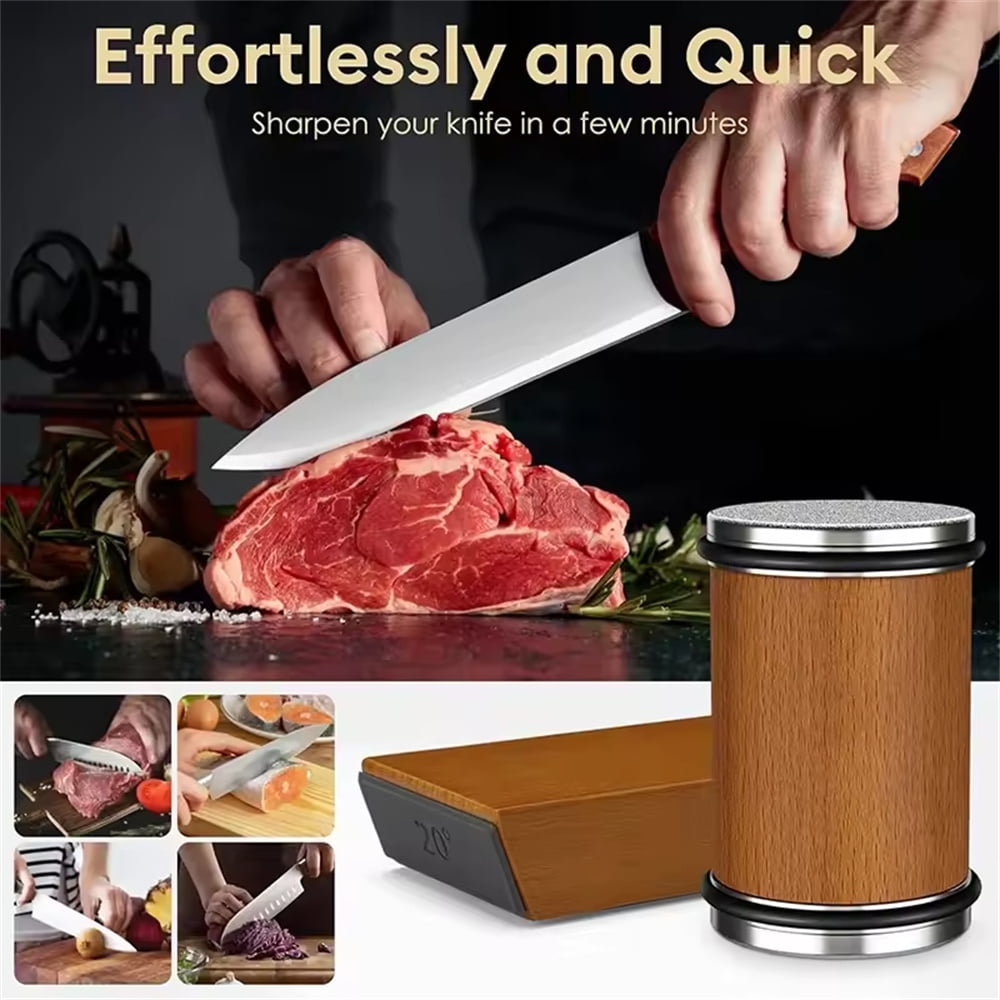 Akatsuki Tumbler Rolling Knife Sharpener Set Kit,15°/20°Magnetic Angle 400/1000 Diamond Sharpening Stone, for Kitchen Pocket Steel Knives with Finger Guard & Cut-Resistant Glove - Image 4