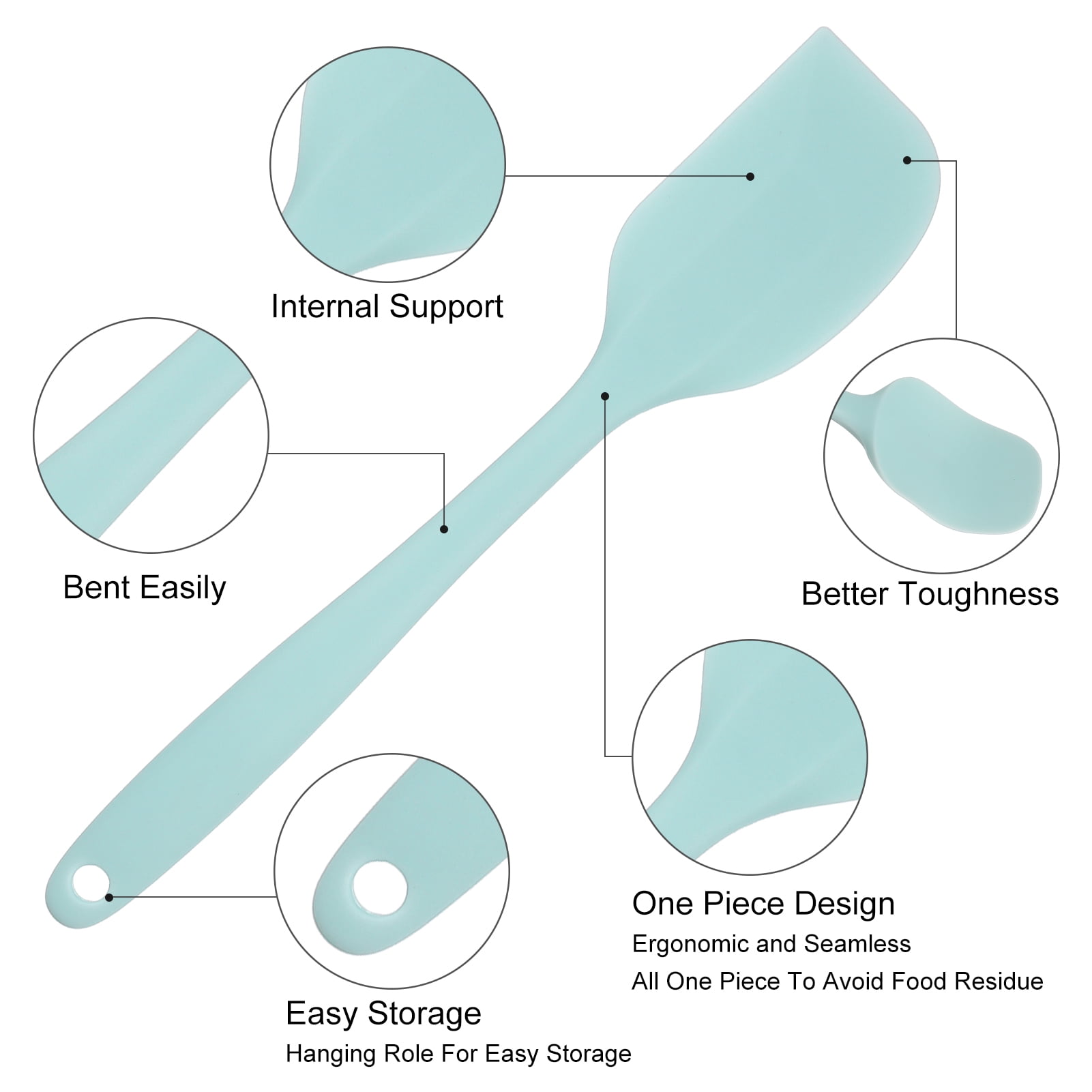 AOWOO Silicone Spatula Set of 6, Food Grade Rubber Spatulas and Cooking Utensils, Heat-Resistant Kitchen Non Stick Utensils for Cooking, Baking, Mixing, Scraping, BPA-Free, Dishwasher Safe - Image 4