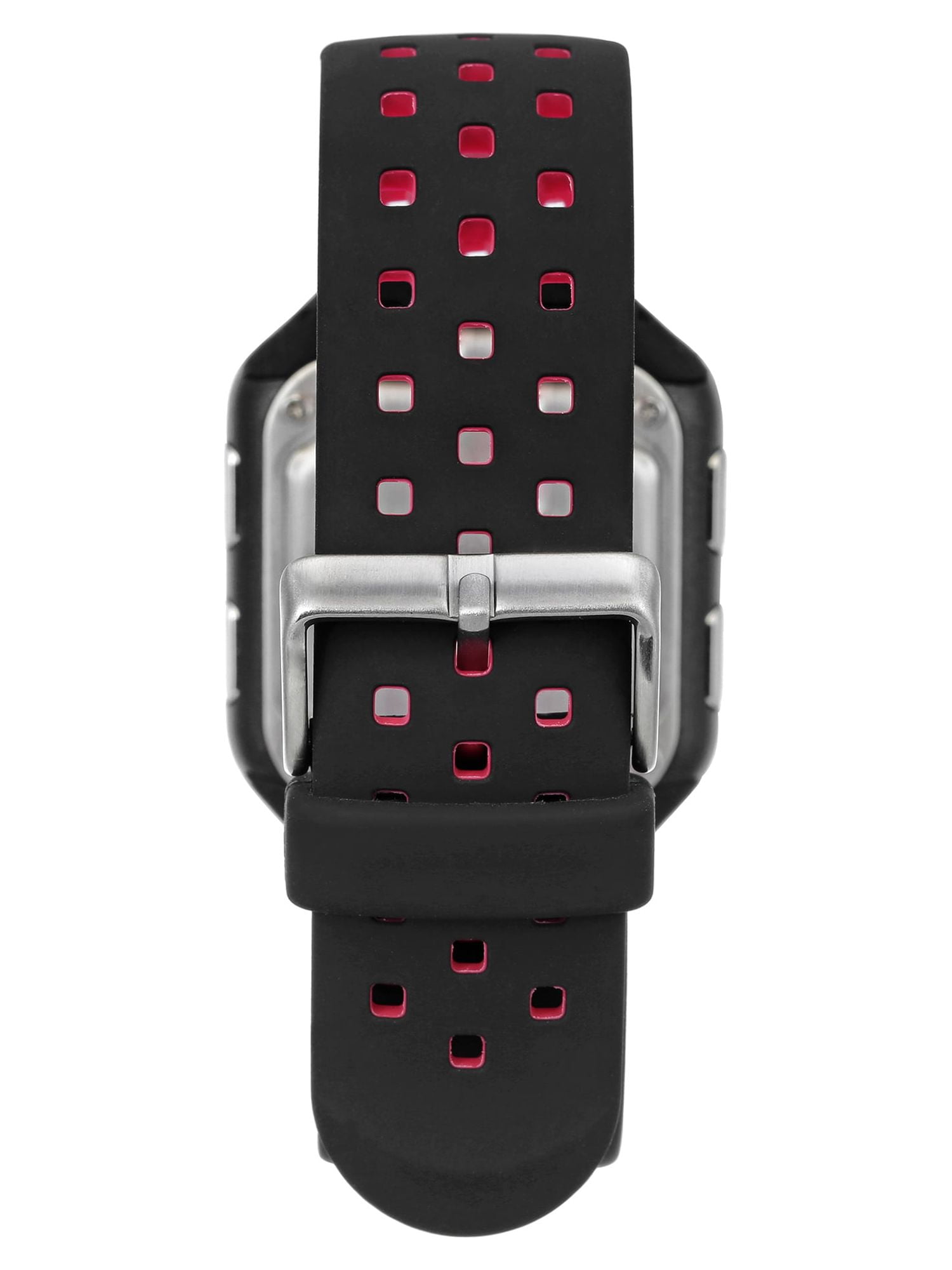 Armitron Unisex Adult Sport Black Red Square Wristwatch with Silicone Band - Image 2