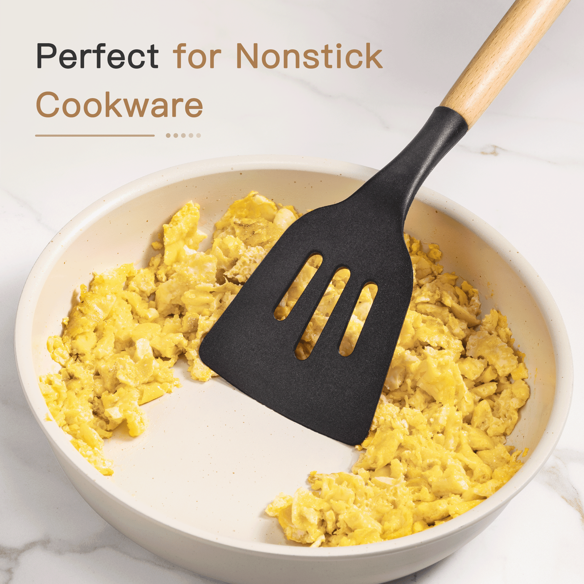 Astercook Silicone Cooking Utensils Set, 38 PCS Kitchen Utensils Set for 446°F Heat Resistant, Food Grade Utensil Sets with Wooden Handle, Kitchen Gadgets for Nonstick Cookware BPA Free (Black) - Image 4