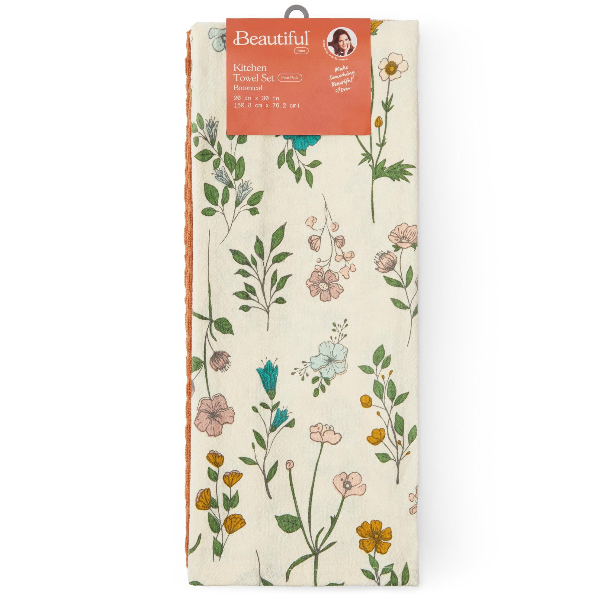 Beautiful Botanical 4-Piece Kitchen Towel Set by Drew Barrymore, Multiple, 30"W x 20"L - Image 3