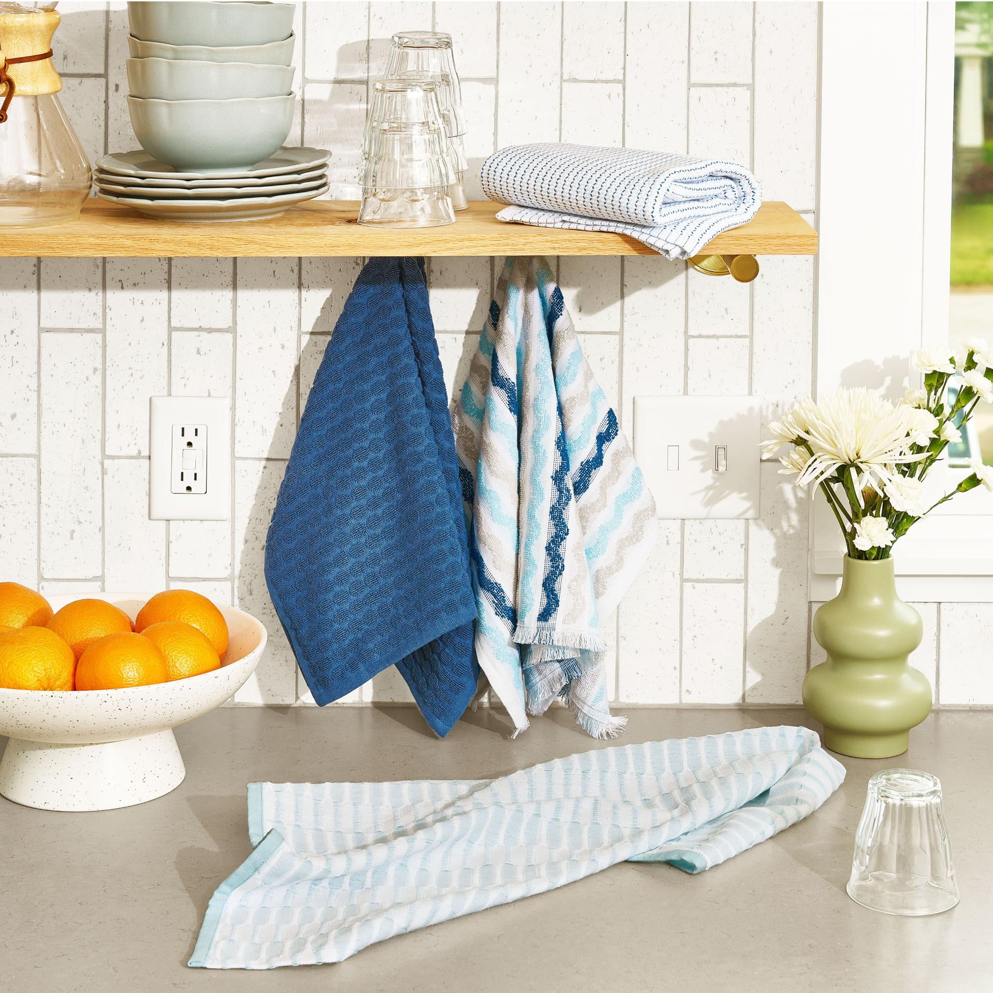 Beautiful Utility Wavy 4-Piece Kitchen Towel Set by Drew Barrymore, Multiple, 30"W x 30"L - Image 3