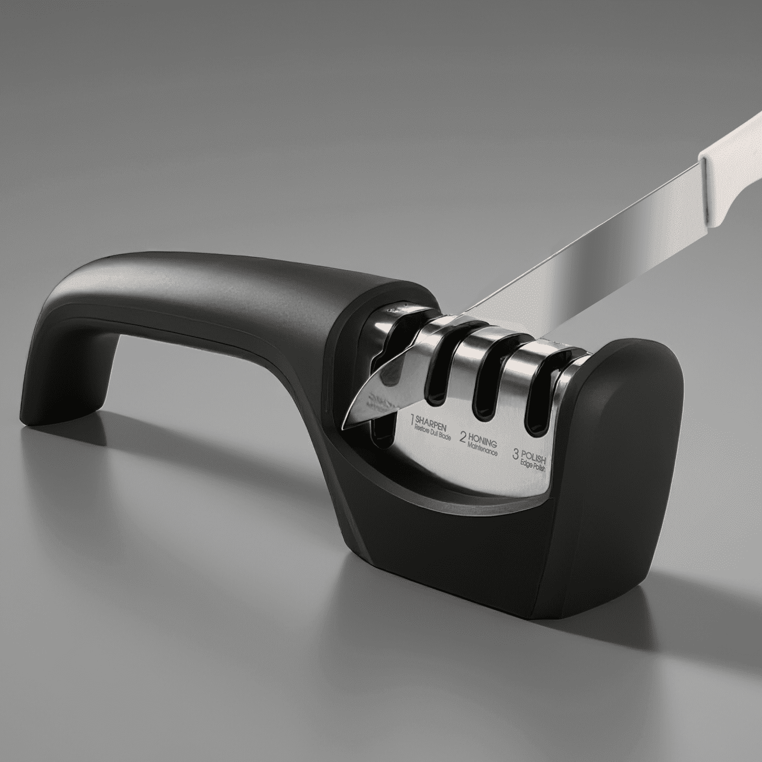 Behome 4-in-1 Knife Sharpener, 4-Stage Knife Sharpener Helps Sharpen, Honing, Polish Blades, kitchen Manual knife Sharpener for Fruit Knife and Steel Knives, Scissors