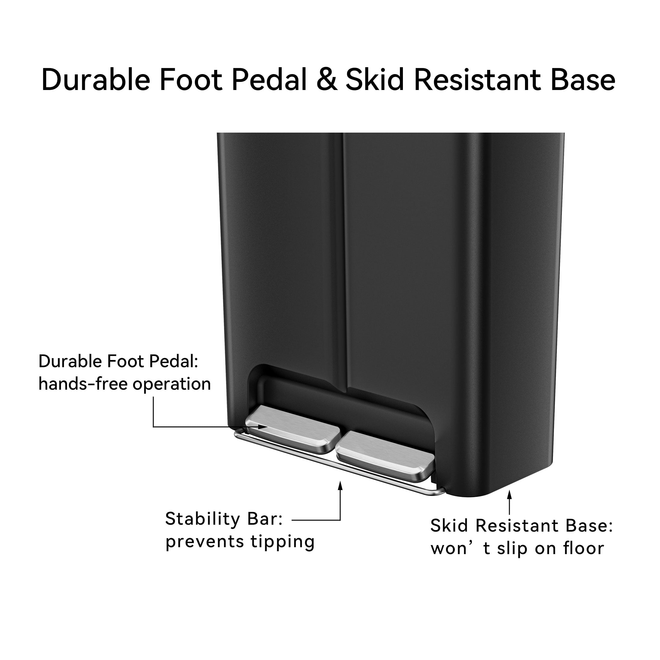 Better Homes & Gardens Kitchen Recycle Trash Can, 16 Gallon Plastic Dual Compartment Step Garbage Bin, Black - Image 2