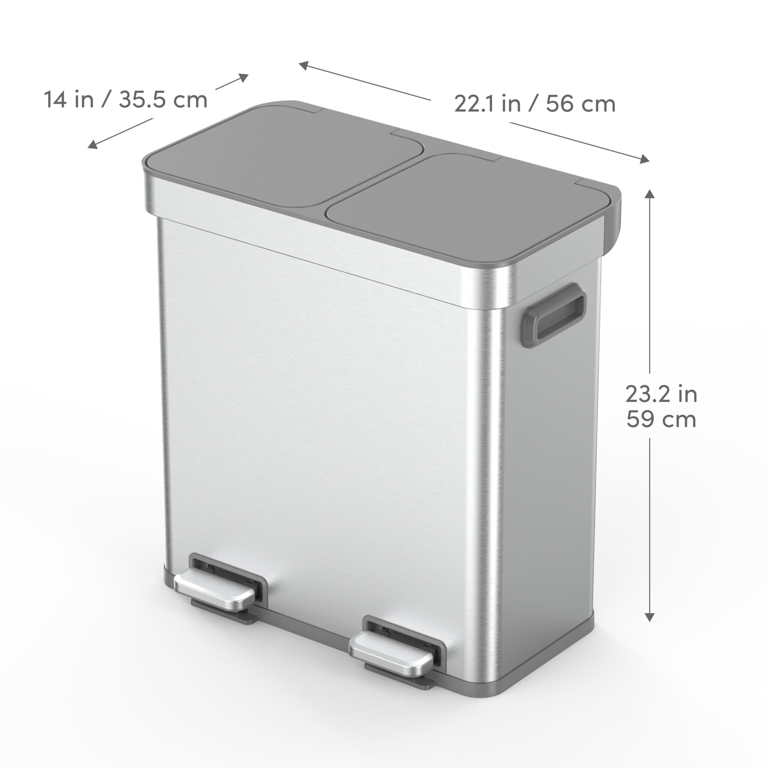 Better Homes & Gardens Kitchen Trash Can, 18 Gallon Stainless Steel Recycle Step Garbage Bin with Dual Compartment Lid, Silver - Image 4