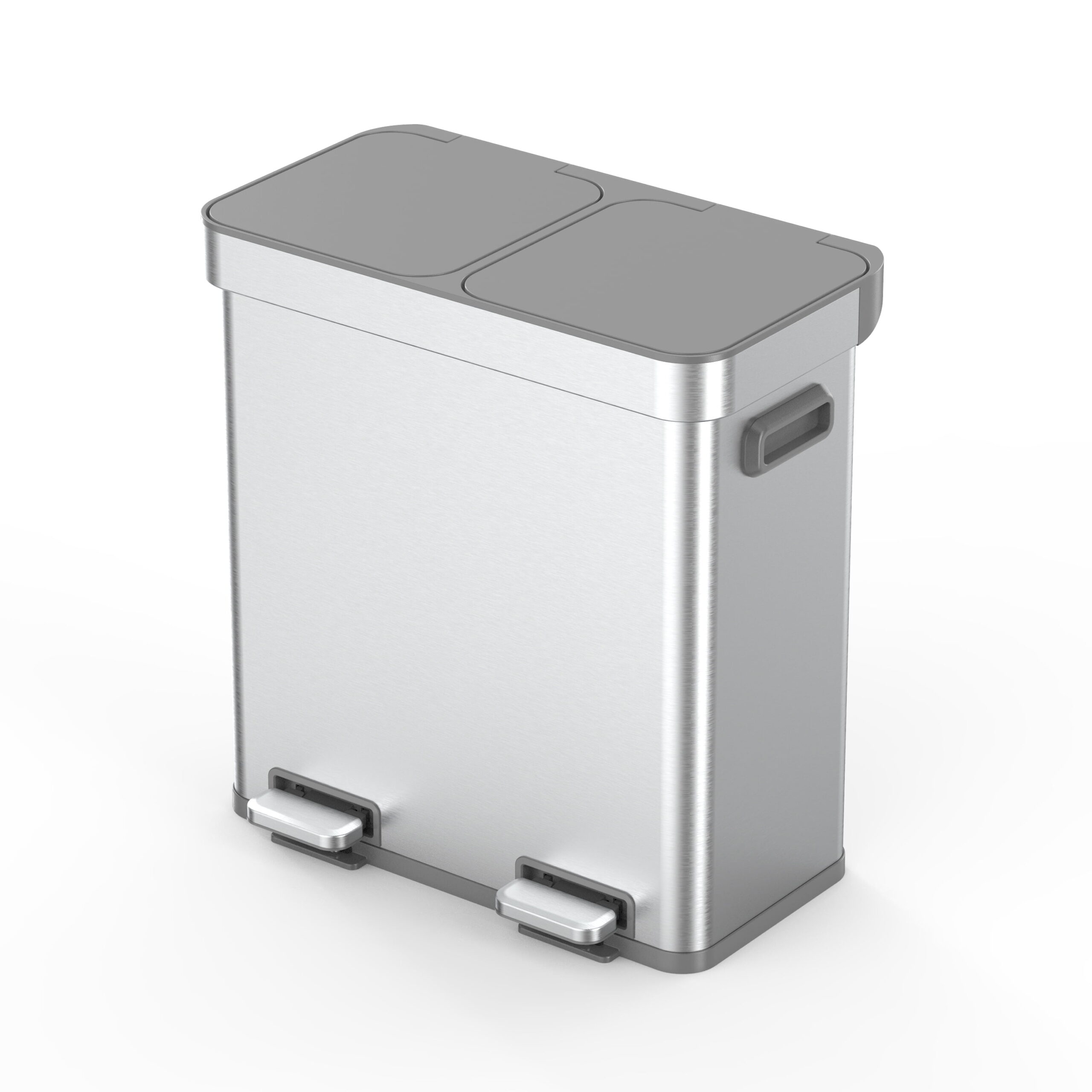 Better Homes & Gardens Kitchen Trash Can, 18 Gallon Stainless Steel Recycle Step Garbage Bin with Dual Compartment Lid, Silver - Image 2