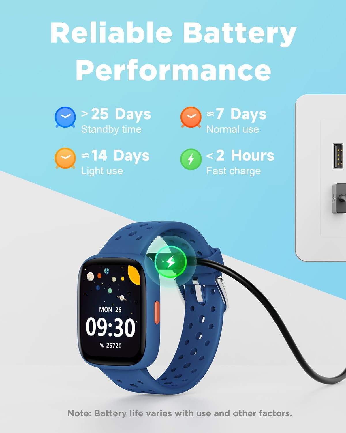 BIGGERFIVE Smart Watch for Kids No APP No Phone Needed, 1.8" Fitness Tracker Watch Pedometer, Sleep Monitor, IP68 Waterproof, Step Counter, Puzzle Games for Girls Boys Teens 5-16, Blue - Image 5
