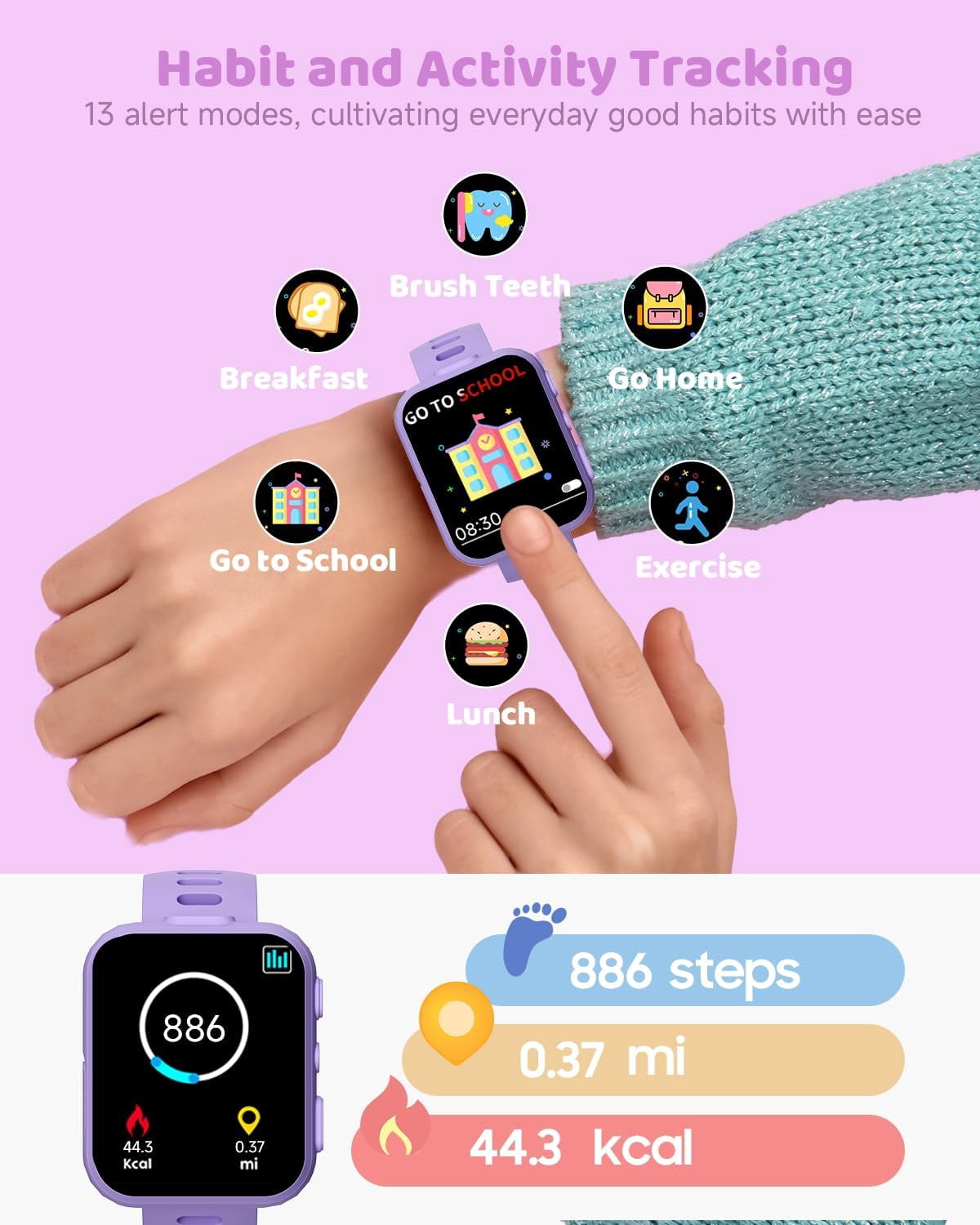 BIGGERFIVE Smart Watch for Kids with Dual Cameras, 30 Puzzle Games, Video & Music Player, Audiobooks, Flashlight, Pedometer, Calculator, Educational Toys Birthday Gifts for Boys Girls Ages 4-10 Blue - Image 5