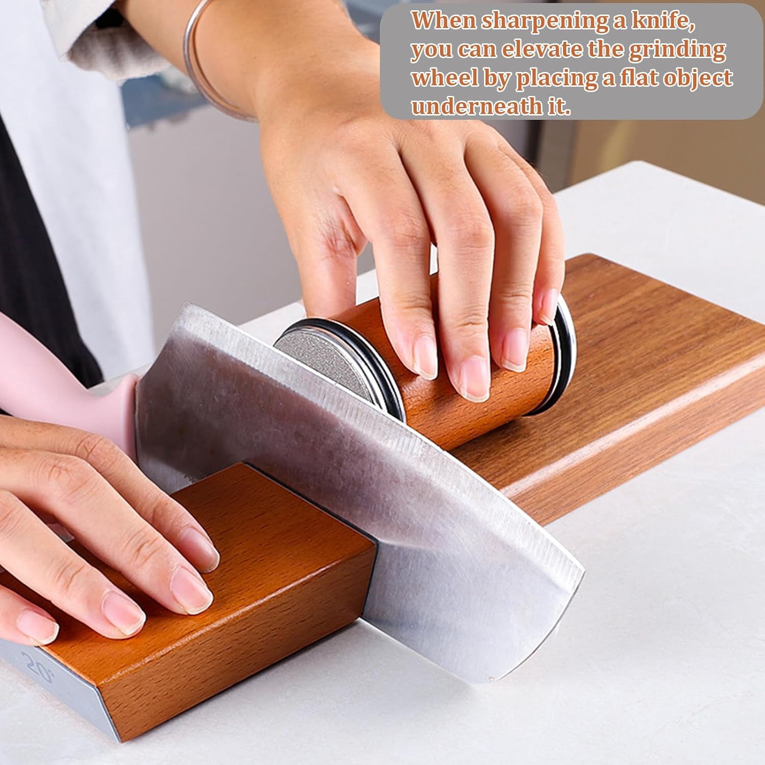 Bladeon Knife Sharpener, Rolling Knife Sharpener with Diamond & Ceramic Abrasives and 15/20° Magnetic Angle Guide for Kitchen, Chef & Outdoor Knives - Image 5