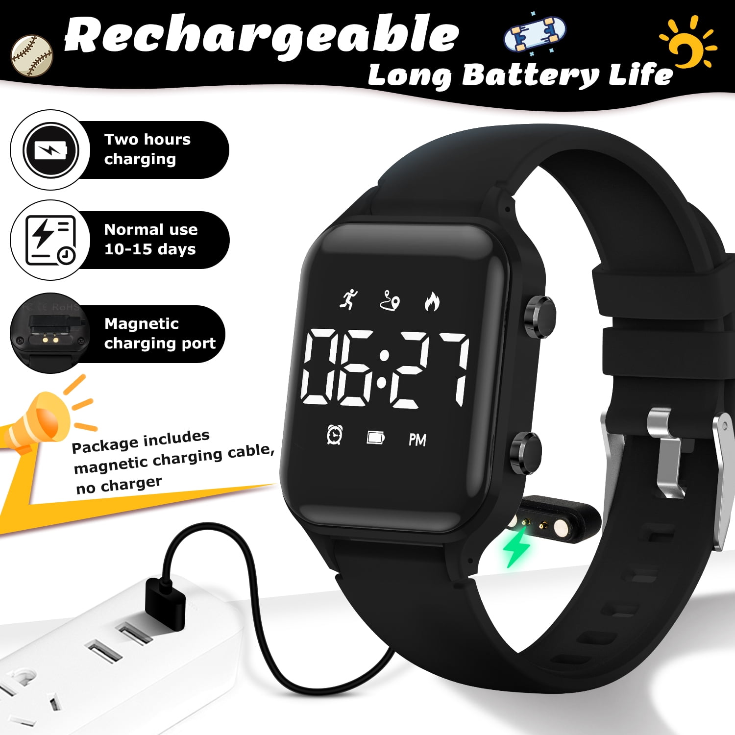 Bomieux Kids Watches Digital Outdoor Sport Watch with Pedometer Stopwatch Vibration Alarm Watch for Boys Girls Birthday Gifts for Kids - Image 2