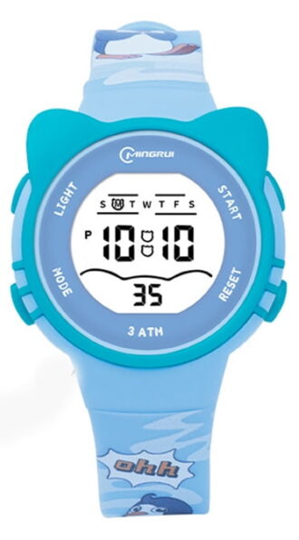 Cartoon Digital Watch for Age 4-12 Waterproof LCD Digital Sports Wirstwatch with LED Lights, Stopwatch, Alarm Gift for Age 4-12