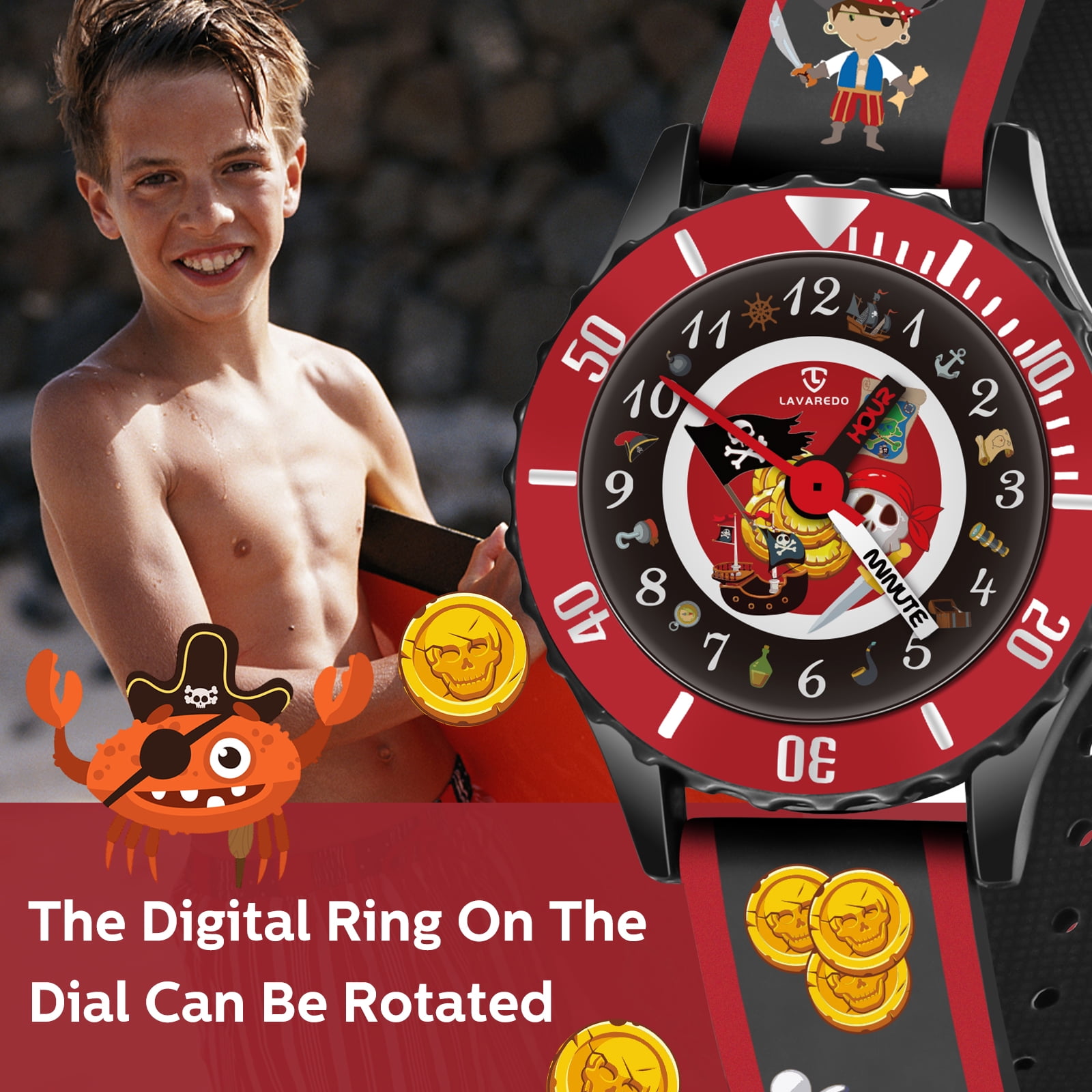 Cartoon Watch Analog Watch for Age 3-8 Learning Time Watches with Silicone Band Waterproof Watch Gift for Age 3-8 - Image 2