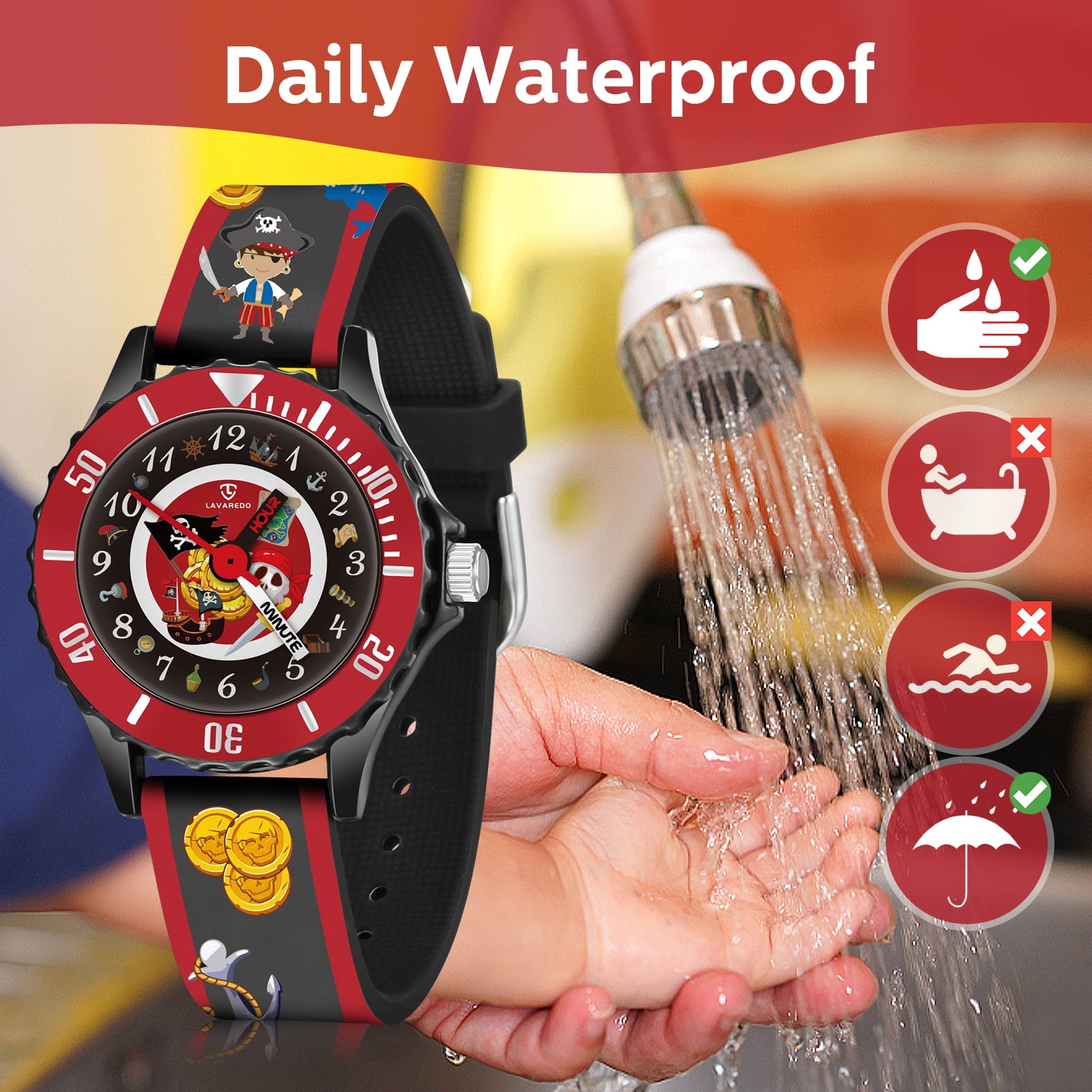 Cartoon Watch Analog Watch for Age 3-8 Learning Time Watches with Silicone Band Waterproof Watch Gift for Age 3-8 - Image 5