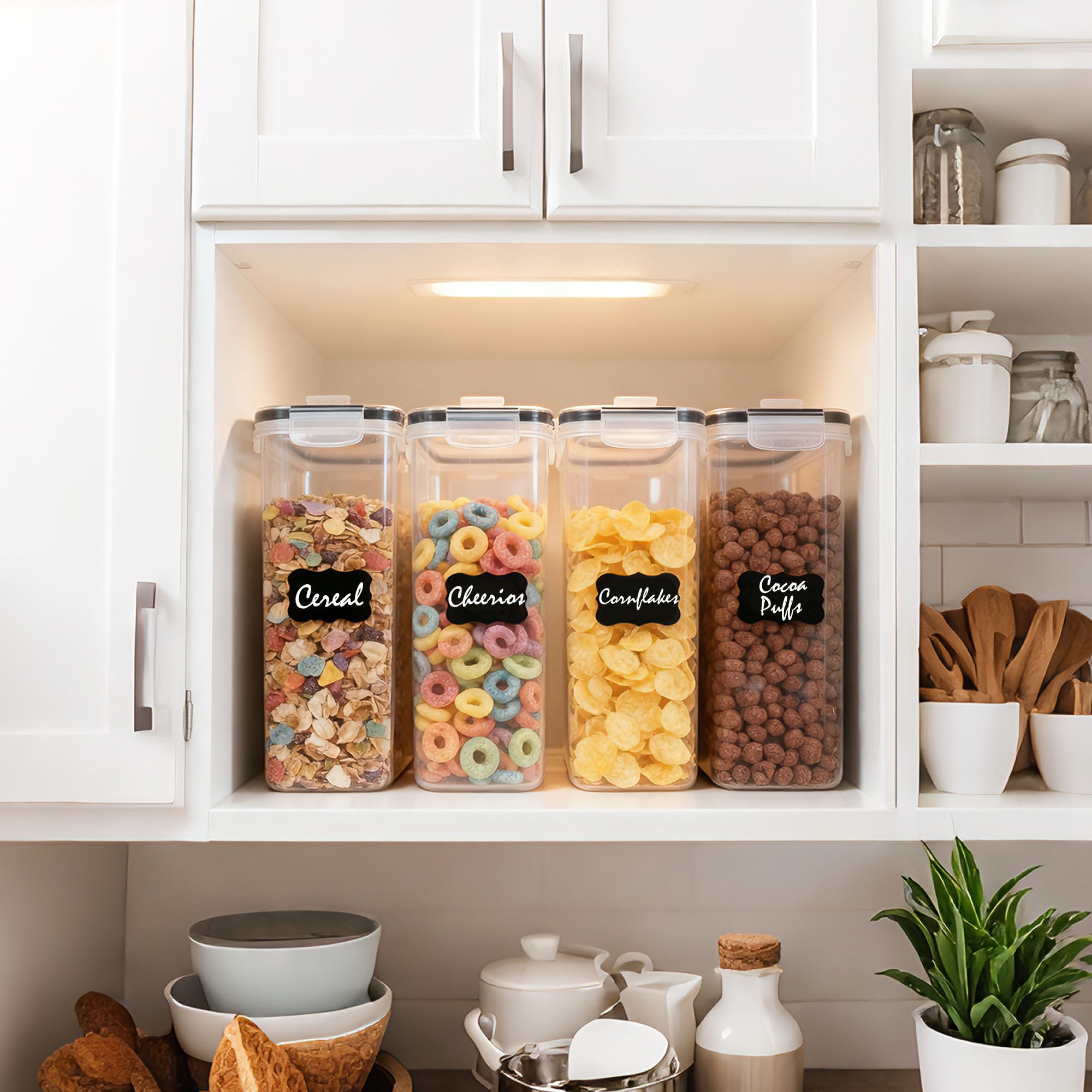 Cereal Container, Food Storage Containers with Lids Airtight Plastic Cereal Keeper Dispenser for Kitchen Pantry, 135 fl oz - Image 5
