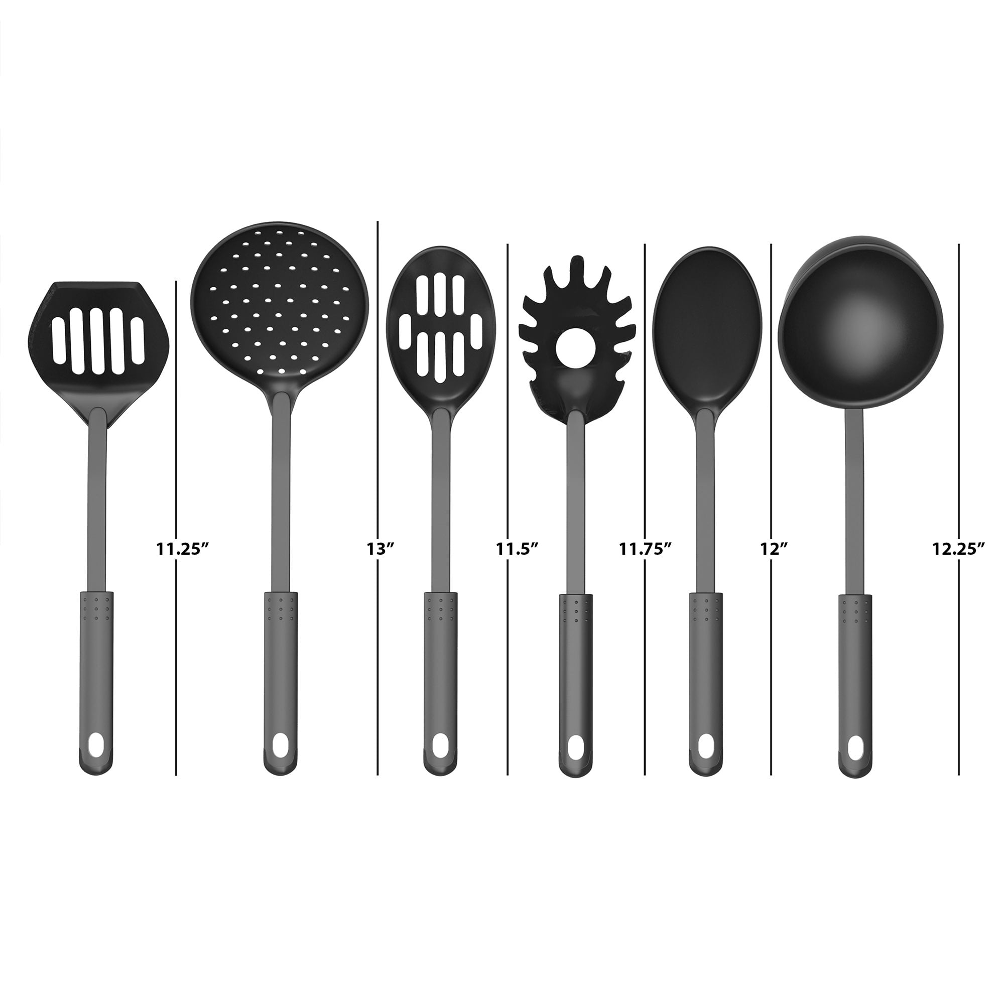 Chef Buddy 6-Piece Plastic Kitchen Utensil Set – Nonstick-Safe Tools, Black - Image 4