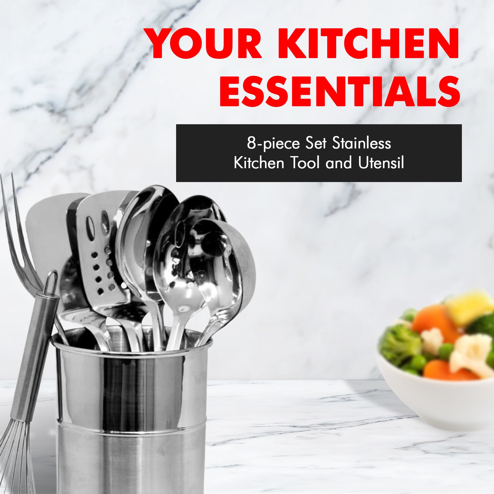 Chef Craft Select Kitchen Tool and Utensil Set, 8 Piece Set, Stainless Steel - Image 5
