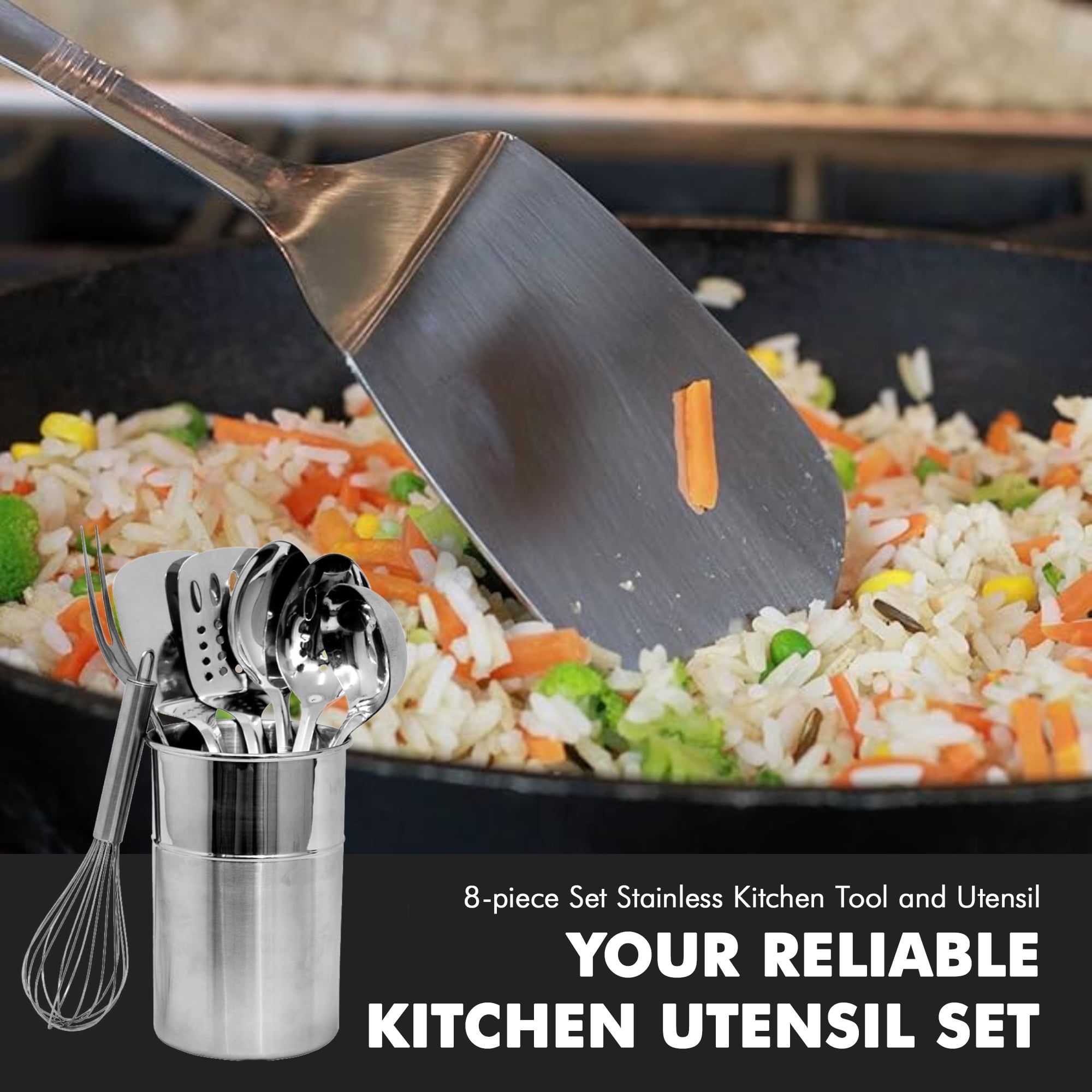 Chef Craft Select Kitchen Tool and Utensil Set, 8 Piece Set, Stainless Steel - Image 3