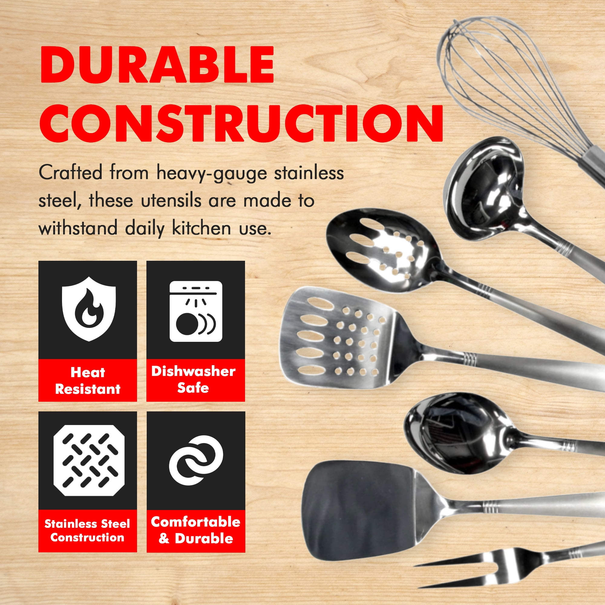 Chef Craft Select Kitchen Tool and Utensil Set, 8 Piece Set, Stainless Steel - Image 4