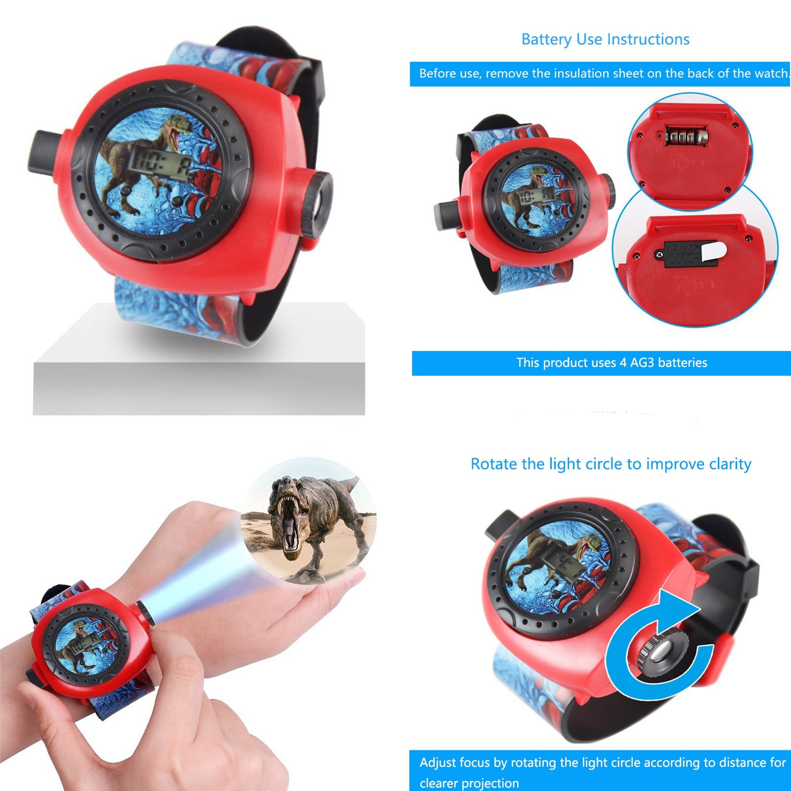 ChicYu 24 Dinosaur Images LED Light Up Projection Watch for Kids Electronic Toy with Glowing for Boys Girls Enhances Visual Stimulation - Image 5
