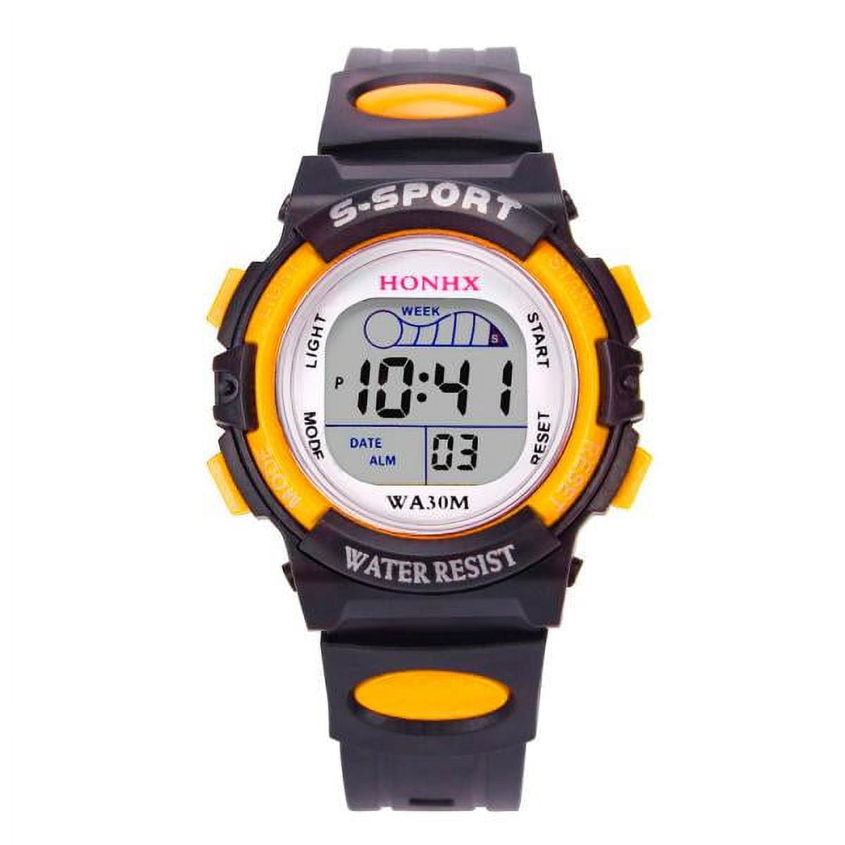 Christmas Gift Waterproof Digital for Men LED Sports Electronic Watch Alarm Date Watch Gift Yellow Watch - Image 2