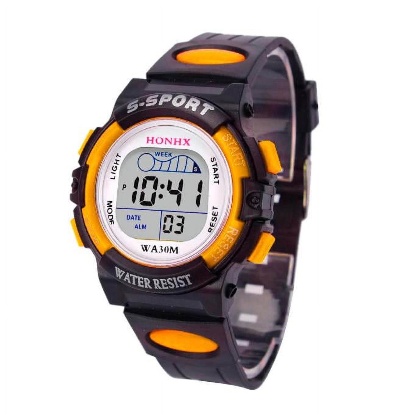 Christmas Gift Waterproof Digital for Men LED Sports Electronic Watch Alarm Date Watch Gift Yellow Watch - Image 3