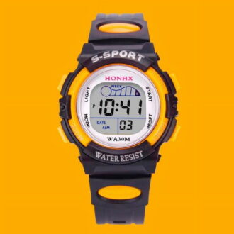 Christmas Gift Waterproof Digital for Men LED Sports Electronic Watch Alarm Date Watch Gift Yellow Watch