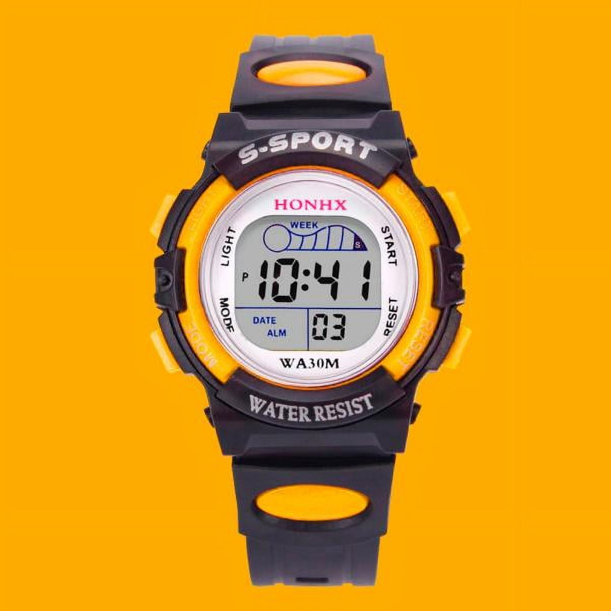 Christmas Gift Waterproof Digital for Men LED Sports Electronic Watch Alarm Date Watch Gift Yellow Watch