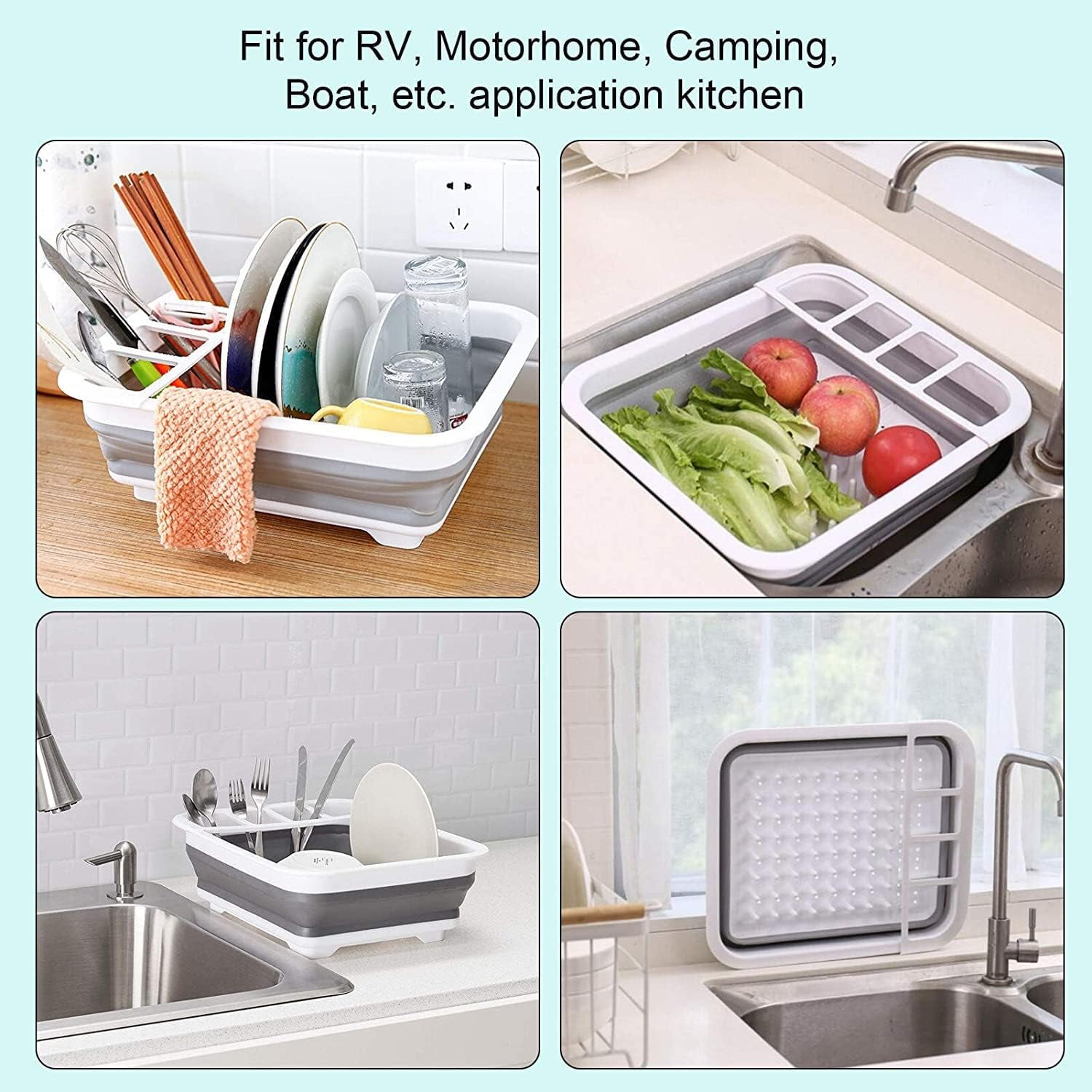 collapsible dish drying rack portable dish drainer dinnerware organizer kitchen rv campers storage - Image 2