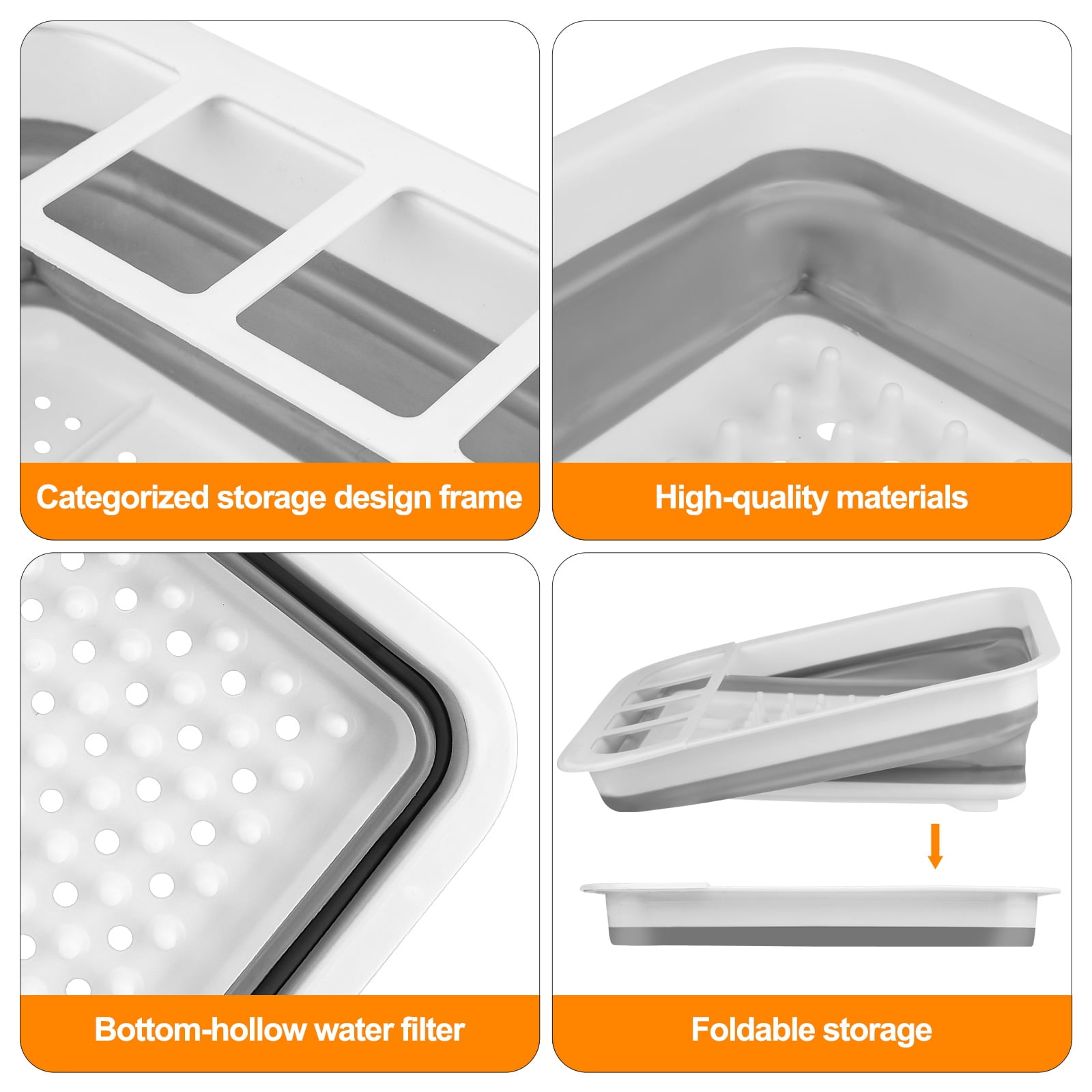 Collapsible Dish Drying Rack, TSV Portable Dinnerware Organizer for Kitchen RV Campers Storage, Space Saving Kitchen Storage Tray - Image 5