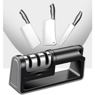 COM1950s 3 Stage Knife Sharpener,Multi Functional Sharpening Tool with Ceramic and Steel Wheels,Ergonomic Design for Comfortable Grip,Ideal for Kitchen Knives and Home Use,Compact Size