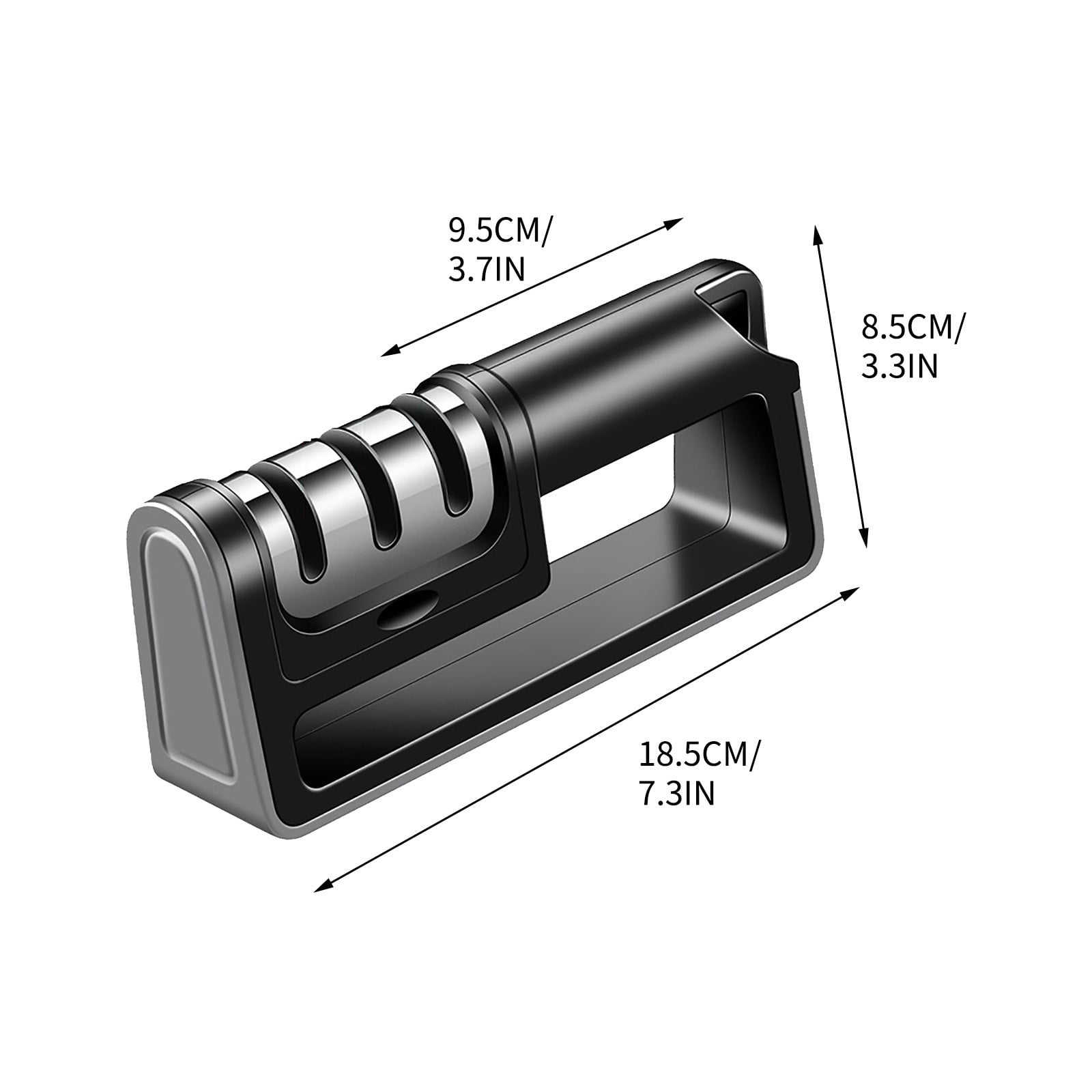Three-in-One Knife Sharpener | 3-Stage Multi-Functional Sharpening System | Ergonomic ABS Stainless Steel Rod | Ceramic & Steel Wheels | Fits Kitchen & Fruit Knives | 18.5x8.5x4.5cm | 1 Pack - Image 5