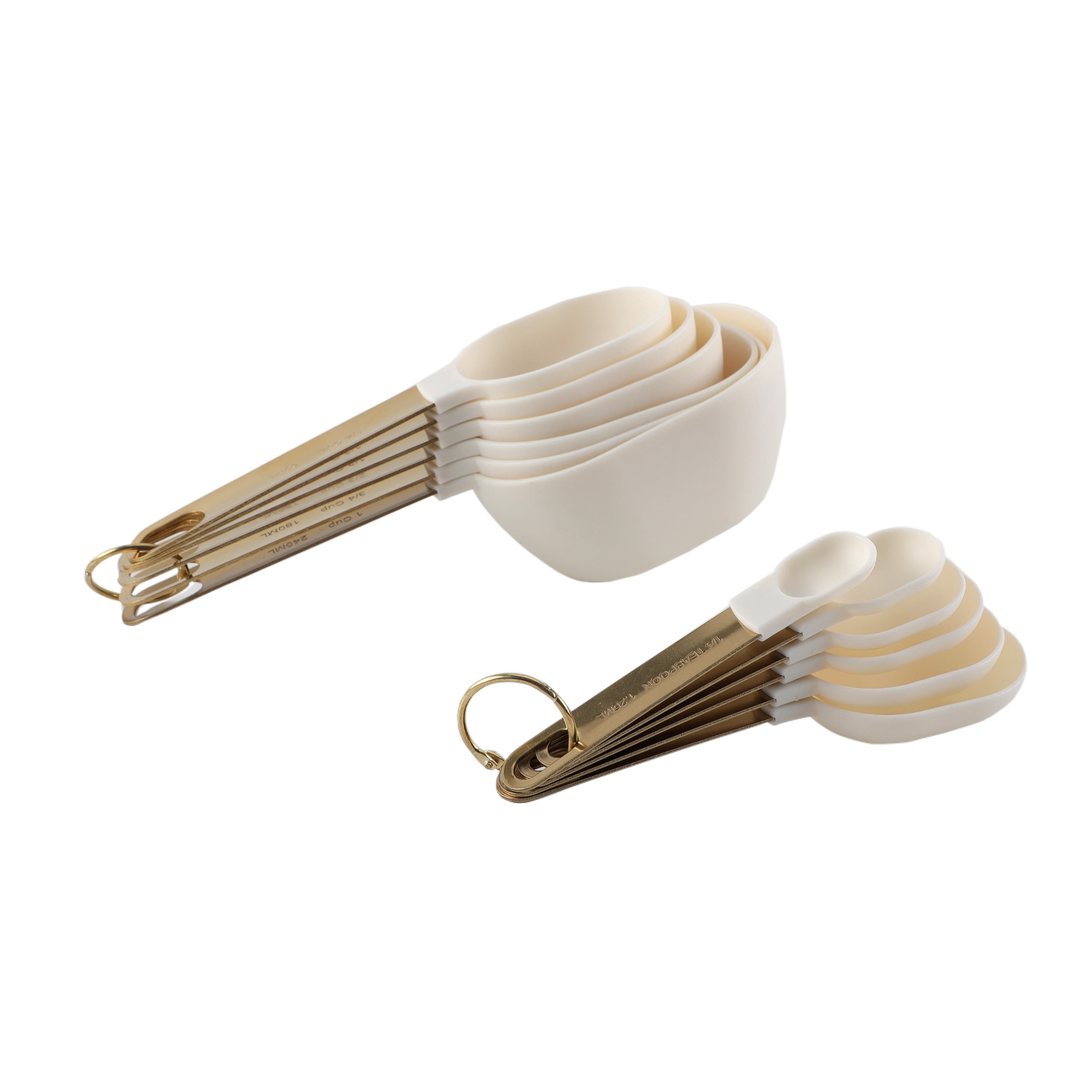 Cook with Color 12-Piece Measuring Cup & Spoon Combo Set, Essential Kitchen Utensils, Dishwasher Safe, White - Image 3