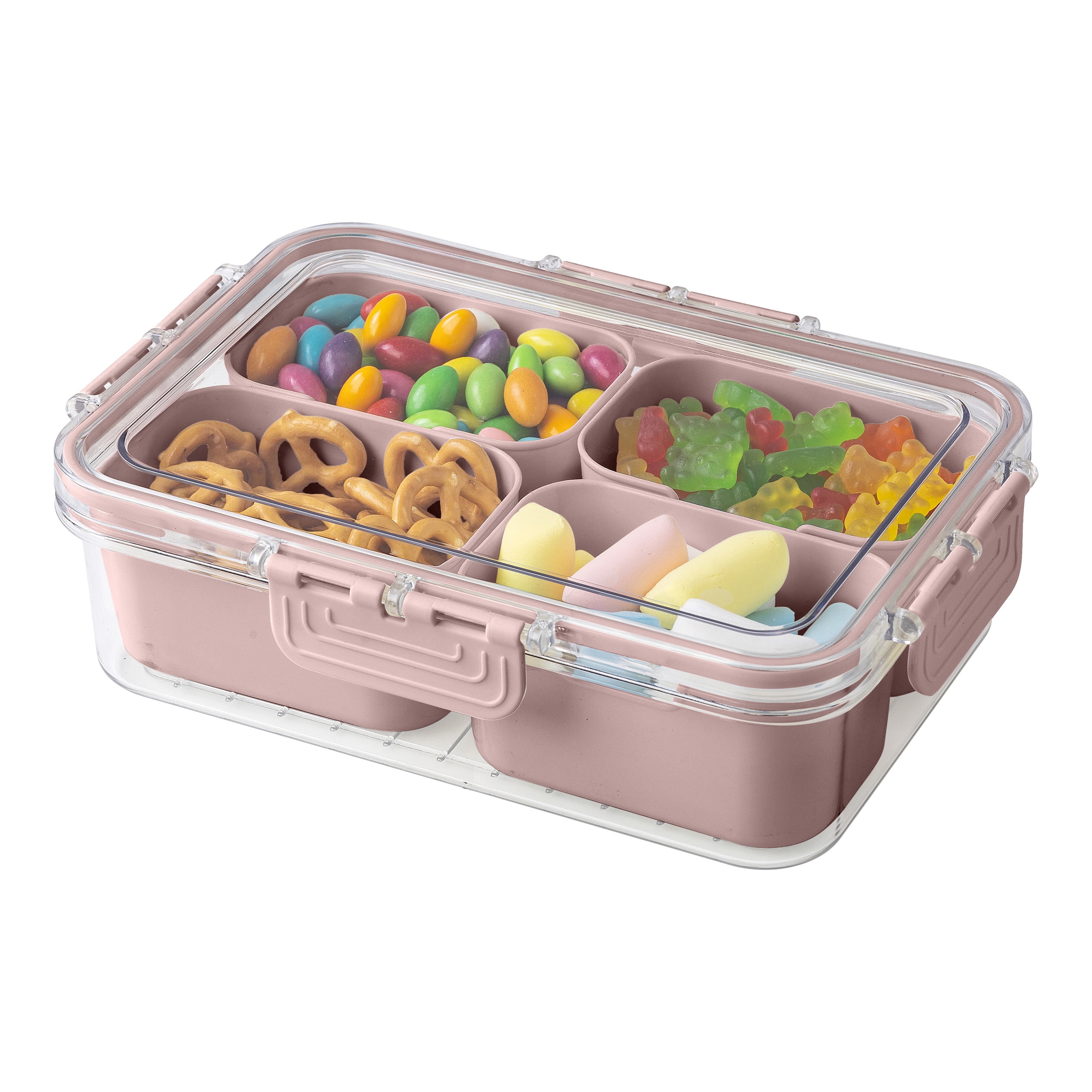 Cook with Color 4-Compartment Mini Snack Box Food Storage Carrier, Charcuterie Container, Portable and Dishwasher Safe, Pink - Image 5