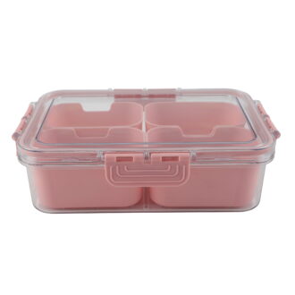 Cook with Color 4-Compartment Mini Snack Box Food Storage Carrier, Charcuterie Container, Portable and Dishwasher Safe, Pink