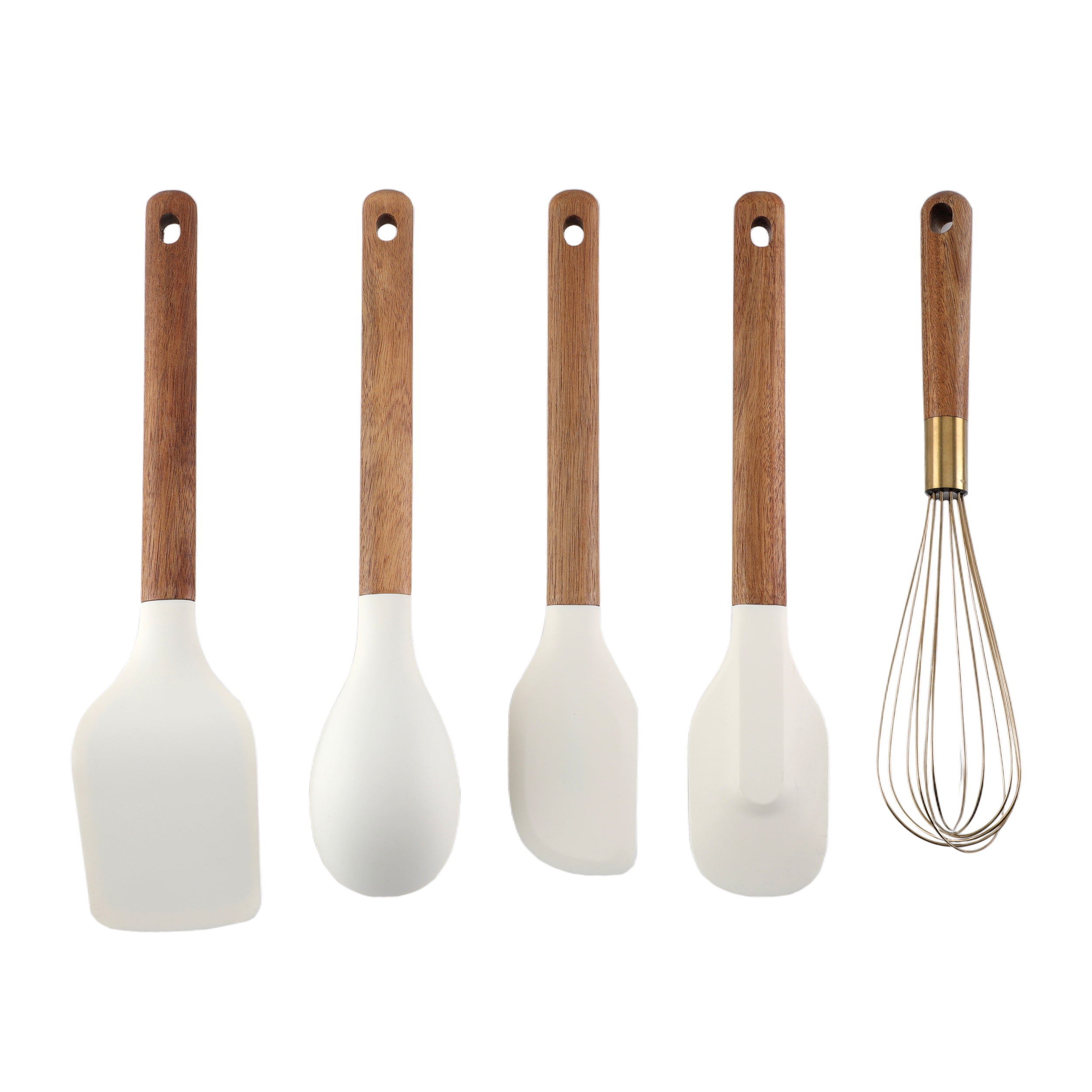 Cook with Color 5-Piece Wooden Cooking Utensils Set with Silicone Heads, Stylish & Durable Kitchen Tools - Image 4