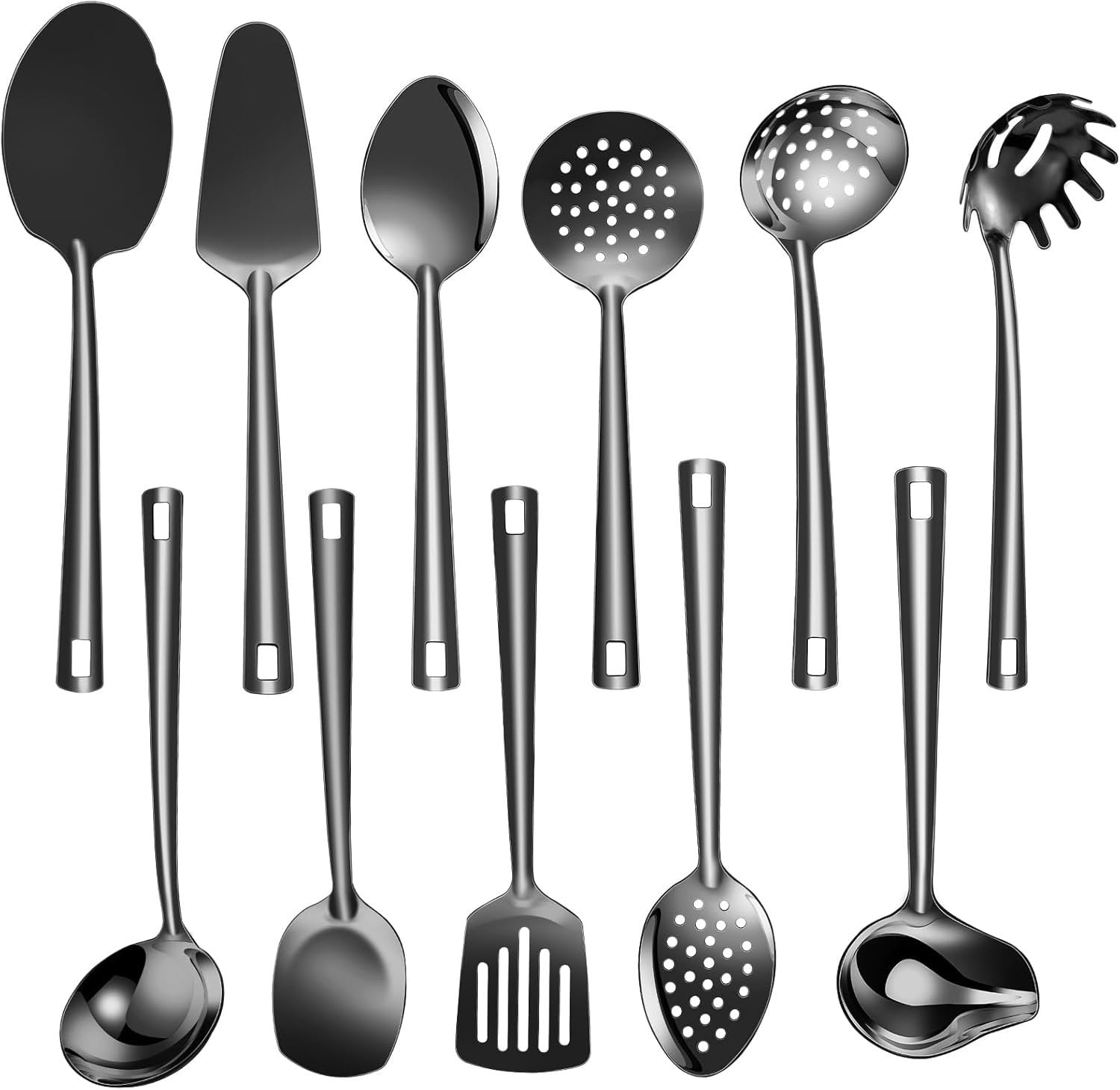 Cooking Utensil Set 11 count Stainless Steel Kitchen Utensils Set Wok Utensils Kitchen Tool Set Spatula Set Heat Resistant Metal Kitchen Tools HandleEasy to Clean Dishwasher Safe