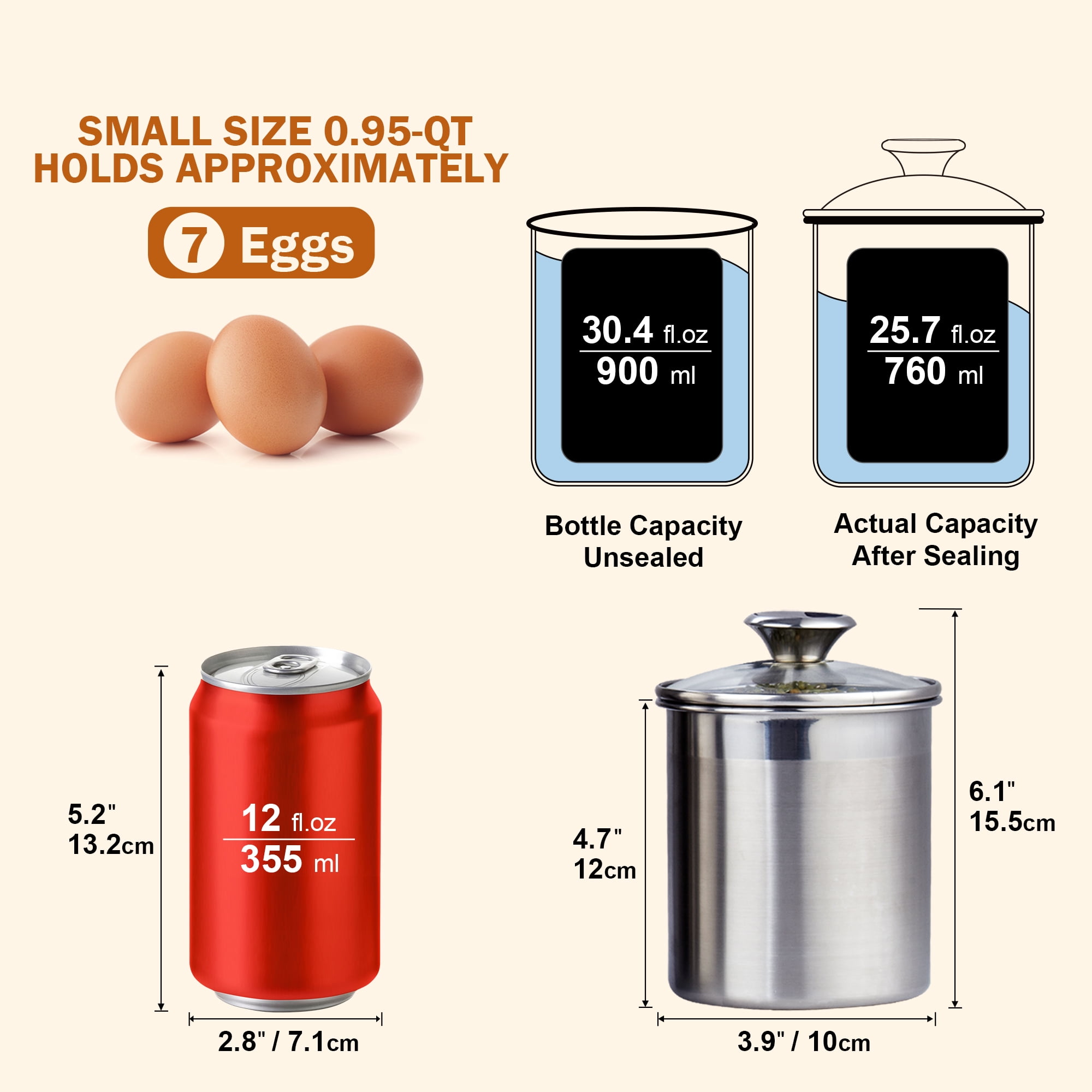 Cooks Standard Classic Stainless Steel Food Jar Storage Canister Set Medium, Airtight Containers with Glass Lid for Tea Coffee Sugar Flour Pantry Kitchen Counter, 4-Piece - Image 5