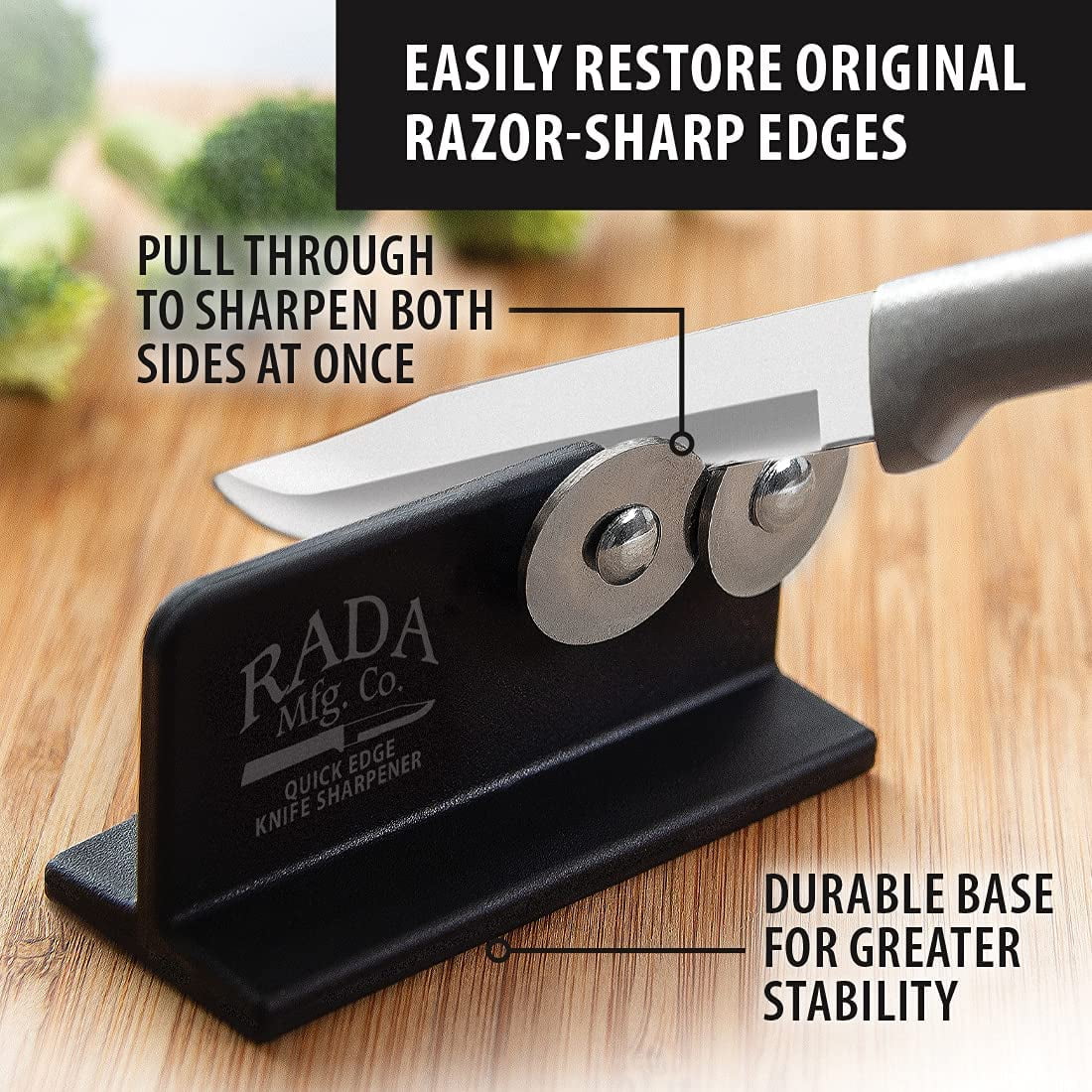 Cutlery Quick Edge Knife Sharpener (R119), 3.5" x 2", Stainless Steel Wheels - Image 2