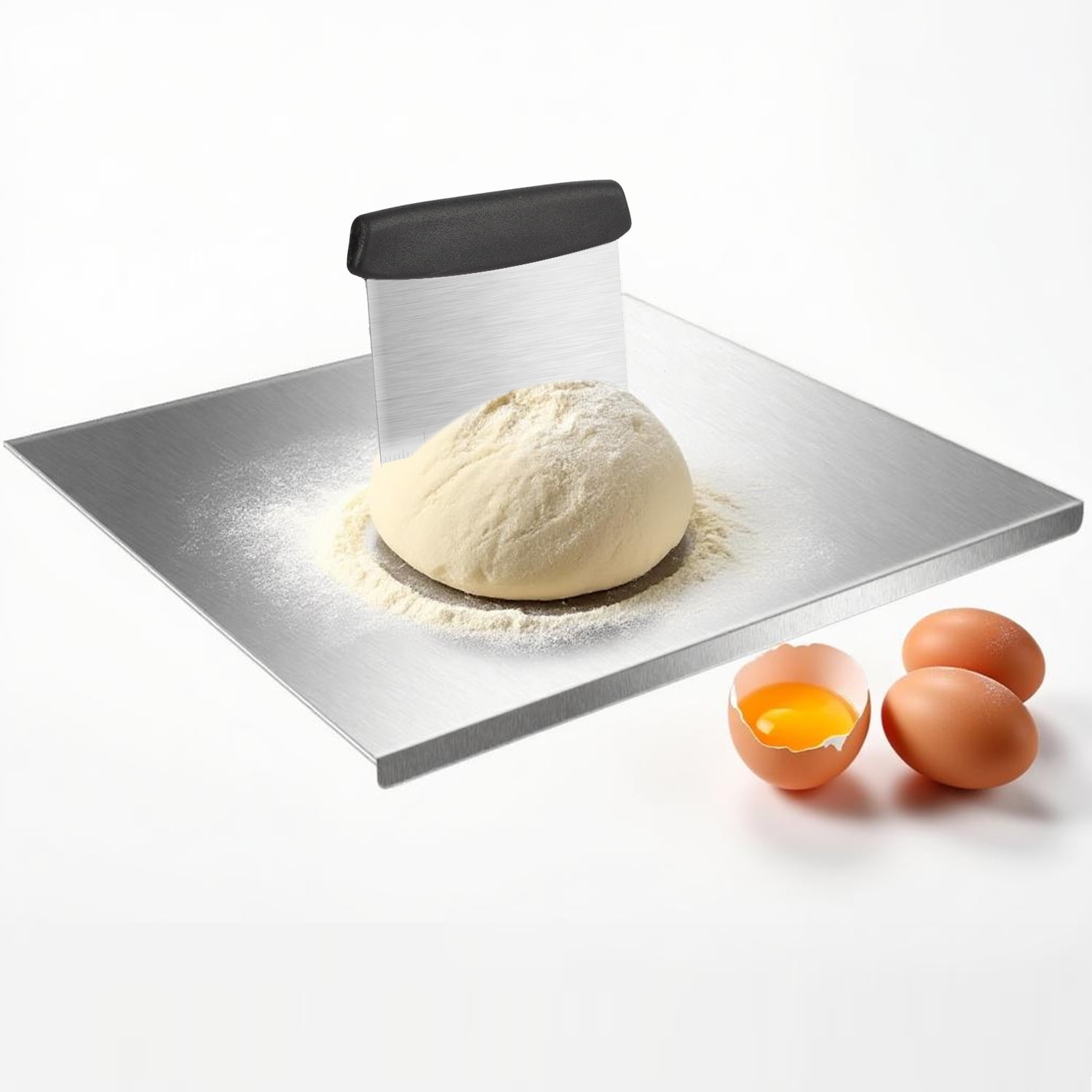 Cutting Boards for Kitchen, AOKIWO Large Stainless Steel Baking Boards with scraper, Suitable for Bread, Meat, Vegetables, (19.7 x 15.7 in) - Image 2
