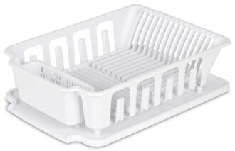 dailywebdeals Plastic Dish Drainer for Kitchen Counter Sink Set - Foldable - 2 Pc, White