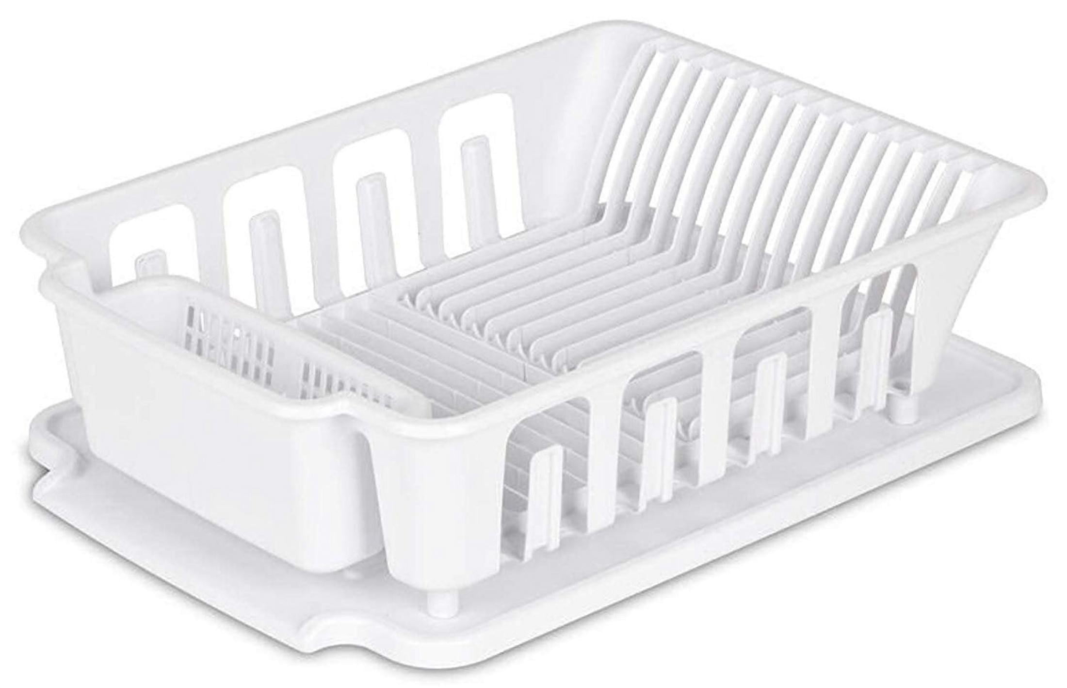 dailywebdeals Plastic Dish Drainer for Kitchen Counter Sink Set - Foldable - 2 Pc, White