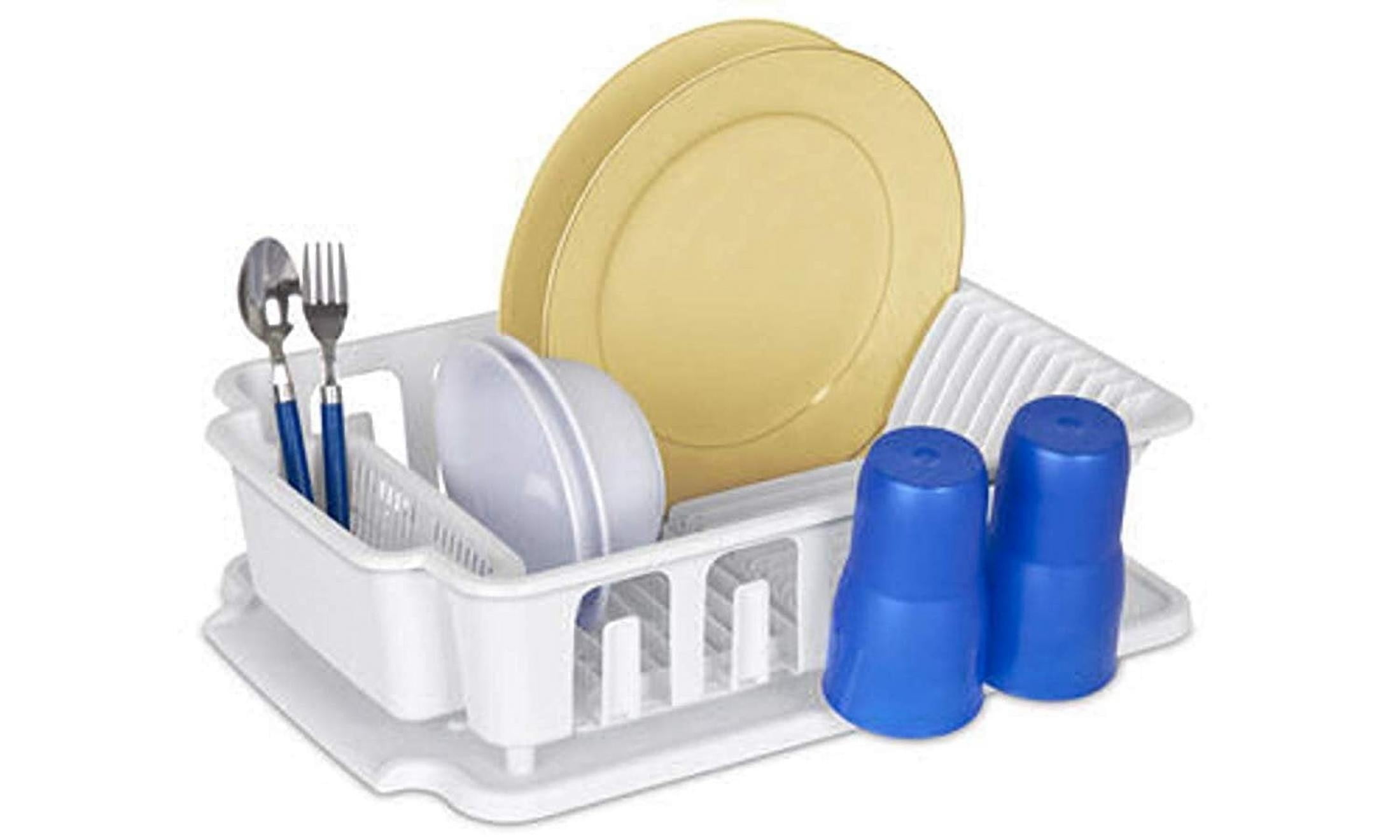 dailywebdeals Plastic Dish Drainer for Kitchen Counter Sink Set - Foldable - 2 Pc, White - Image 2