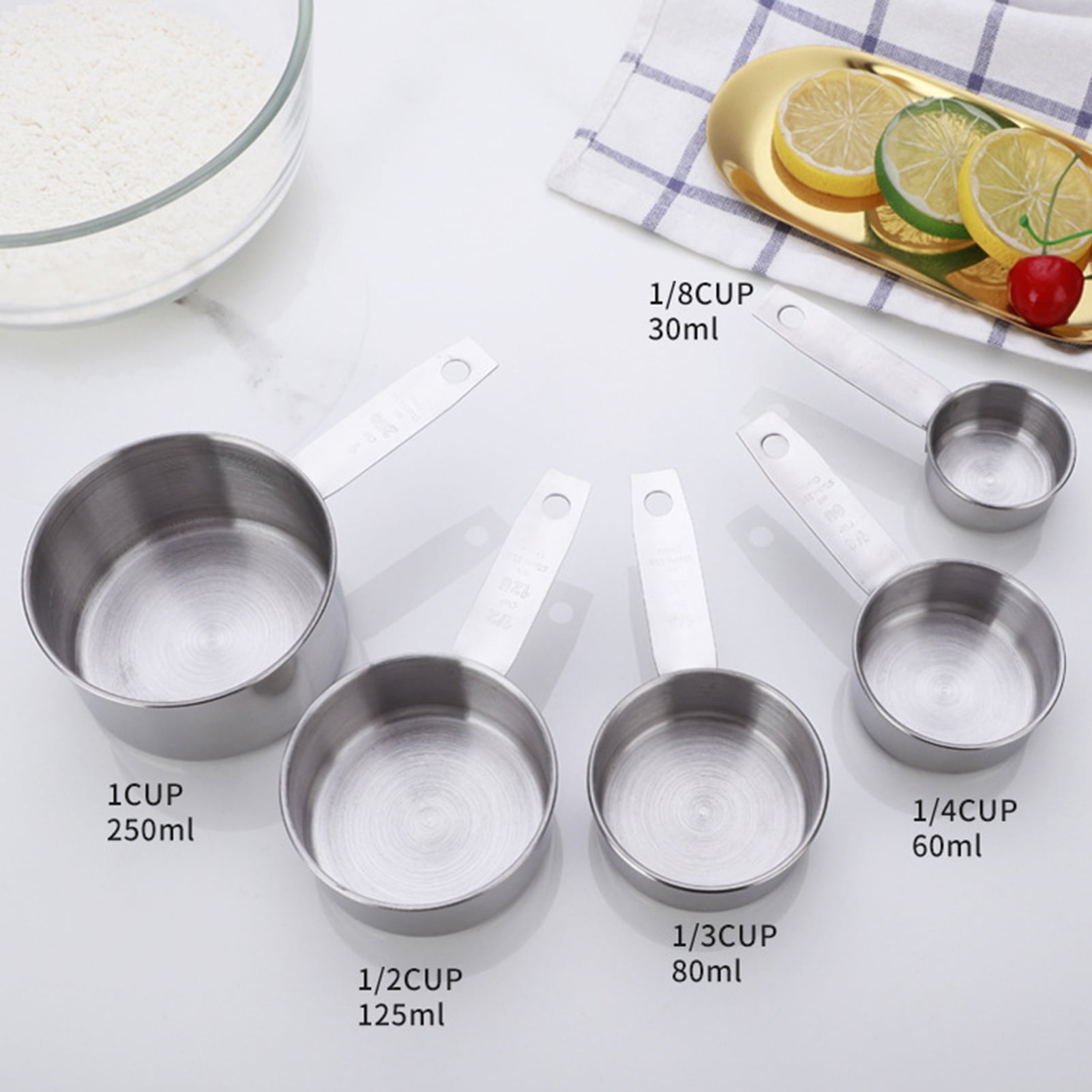 Delaman 5 Pieces Stainless Steel Measuring Cup Set Kitchen Cooking Tool Cooking - Image 3