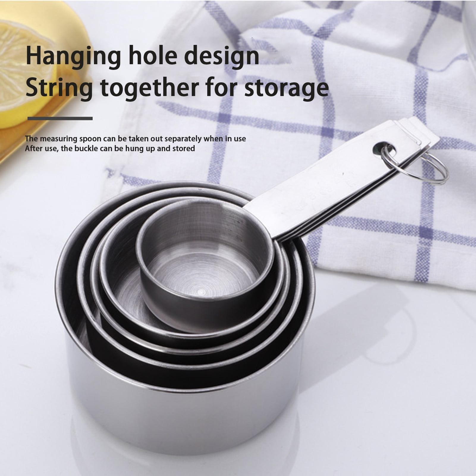 Delaman 5 Pieces Stainless Steel Measuring Cup Set Kitchen Cooking Tool Cooking - Image 2