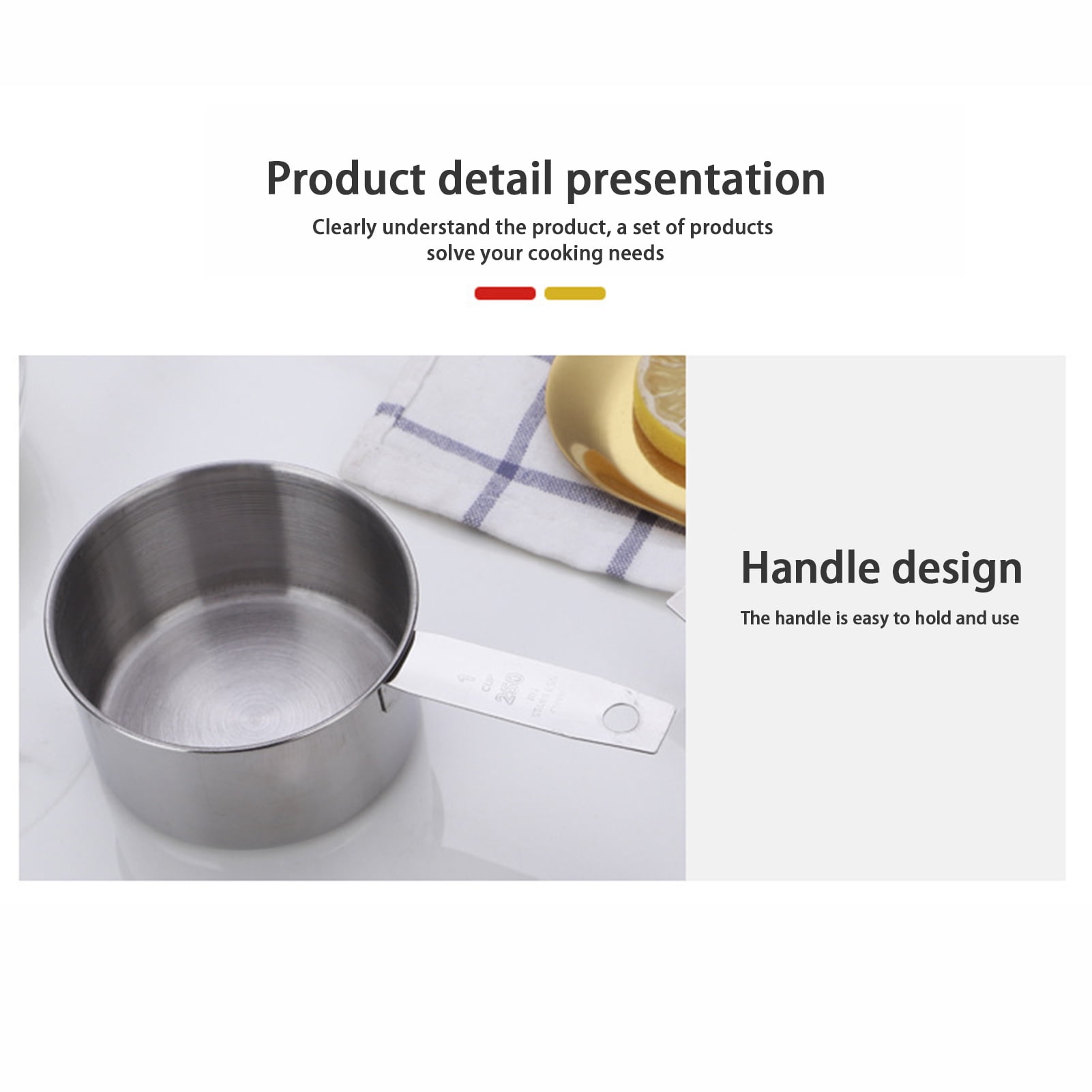 Delaman 5 Pieces Stainless Steel Measuring Cup Set Kitchen Cooking Tool Cooking - Image 4