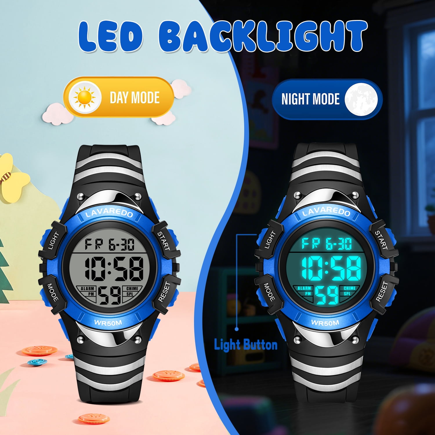 Digital Sports Watch for Age 4-15 Waterproof Watches with Alarm Stopwatch Birthday Chriatmas Gift for Age 4-15 - Image 2