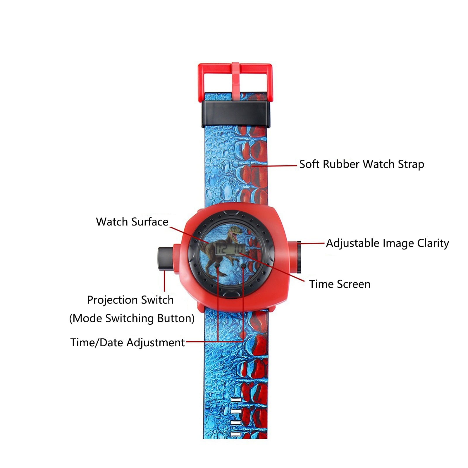 ChicYu 24 Dinosaur Images LED Light Up Projection Watch for Kids Electronic Toy with Glowing for Boys Girls Enhances Visual Stimulation - Image 3