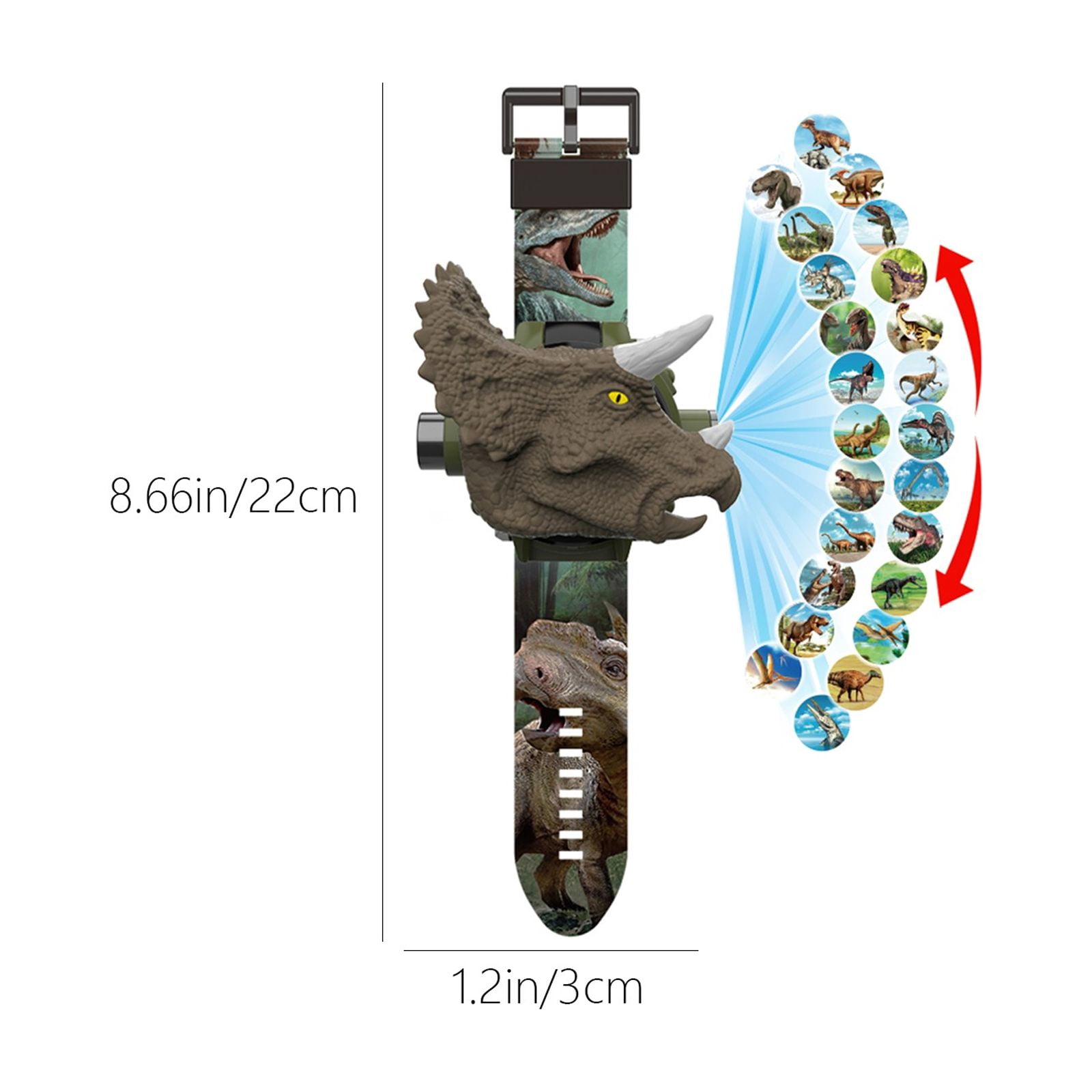 Dinosaur Projection Watch, Kids Light Up Toy Watch, Educational Electronic Timepiece, 24 Animal Image Toy, Toddler Learning Accessory, Kindergarten Gift Watch - Image 2