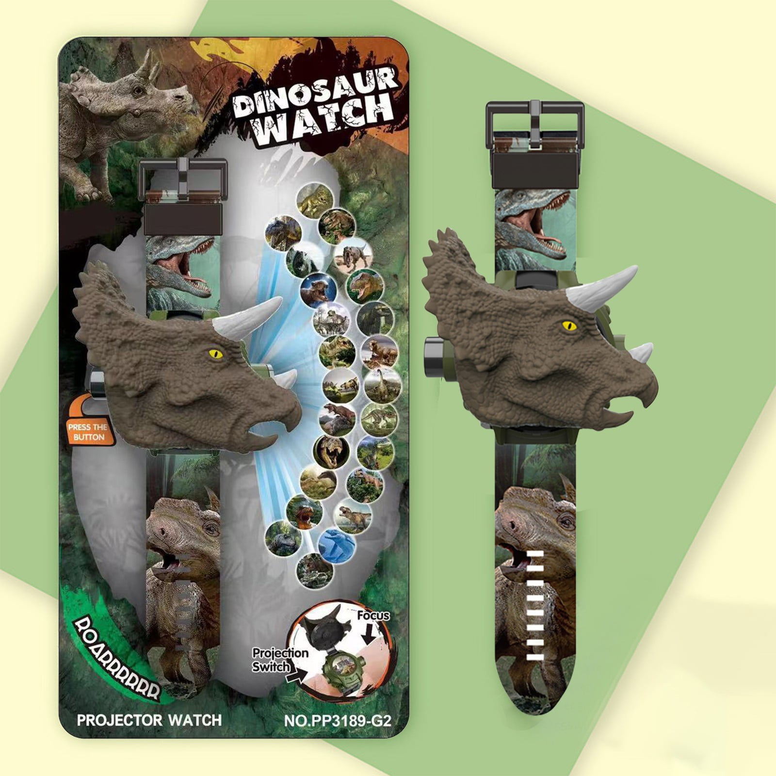 Dinosaur Projection Watch, Kids Light Up Toy Watch, Educational Electronic Timepiece, 24 Animal Image Toy, Toddler Learning Accessory, Kindergarten Gift Watch - Image 4